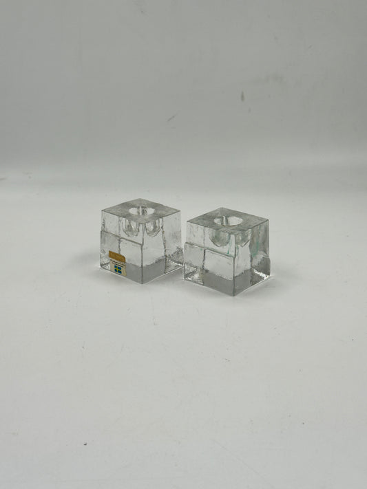 Lindshammar Crystal Candle Holders, Pair
