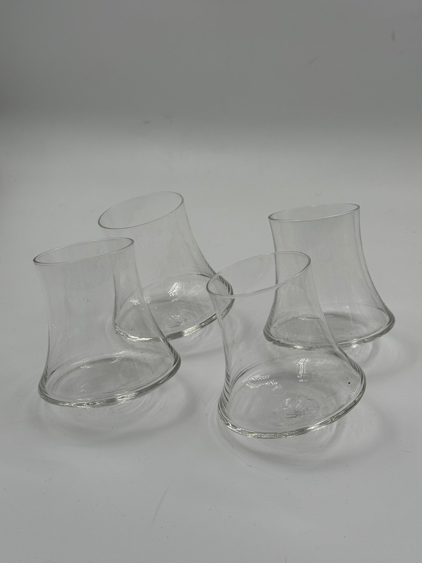 Set of 4 Curved Glass Tumblers Modernist Design