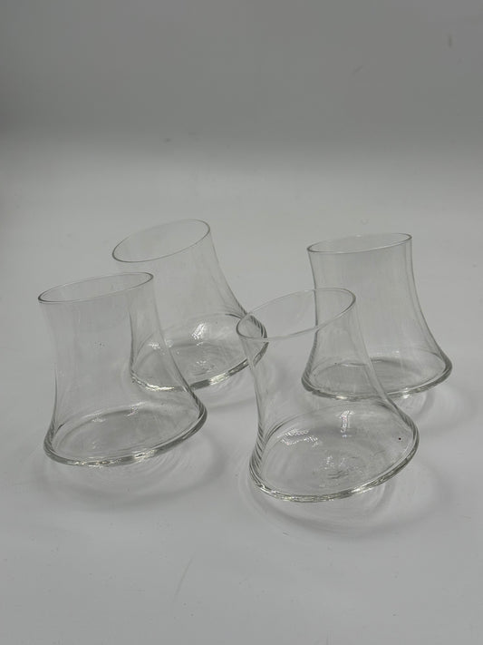 Set of 4 Curved Glass Tumblers Modernist Design