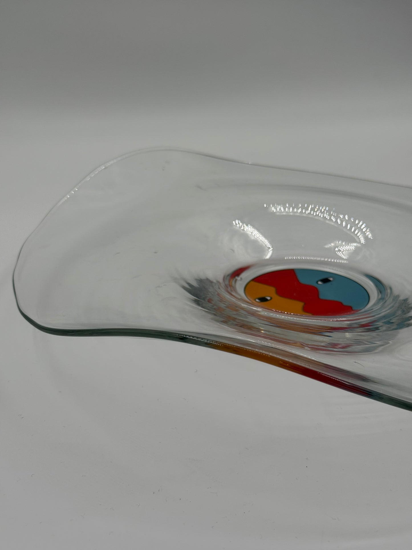 Asymmetrical Glass Plate with colorful faces