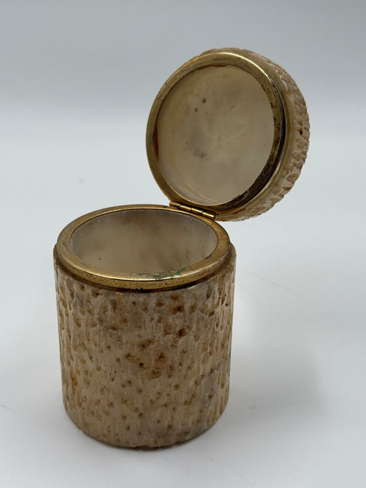 Carved Trinket Box Gold-Trimmed Lid