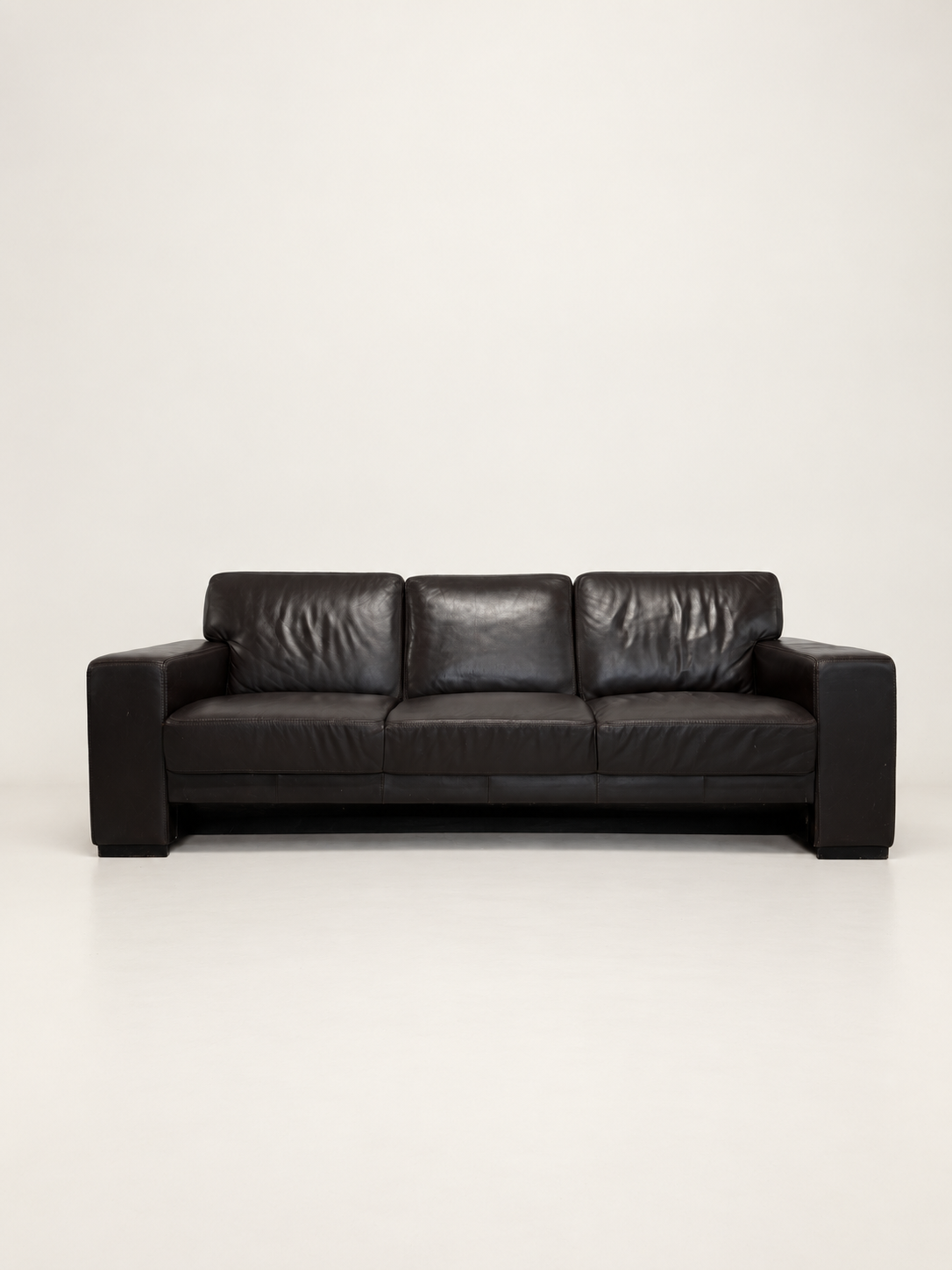 Brown Leather 3-Seater Sofa