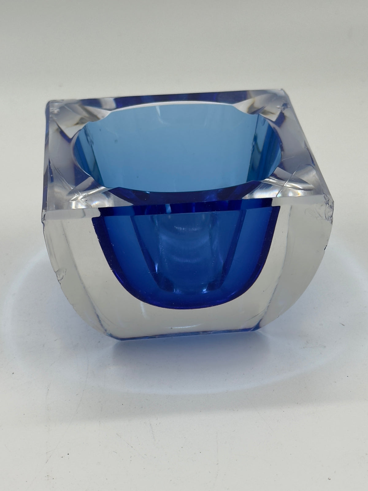 Vintage Murano-Style Sommerso Glass Ashtray, Cobalt Blue