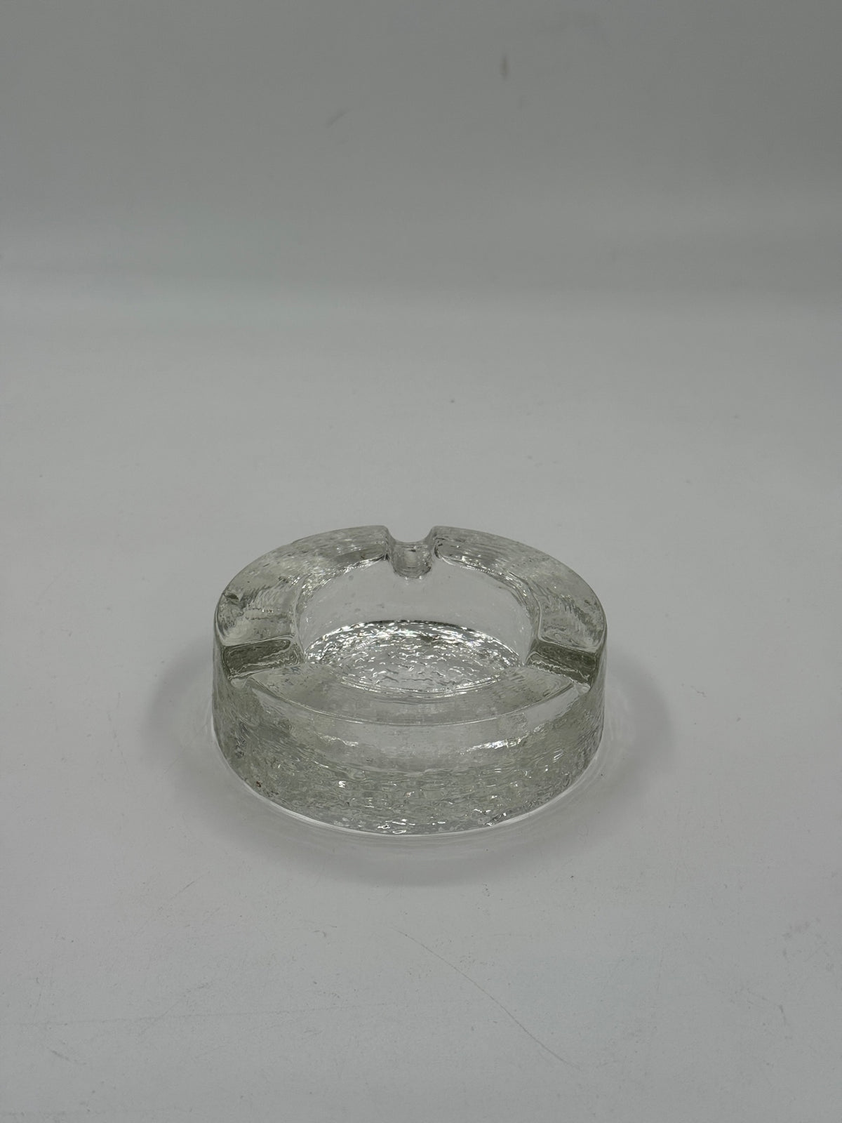Vintage Hammered Glass Round Ashtray