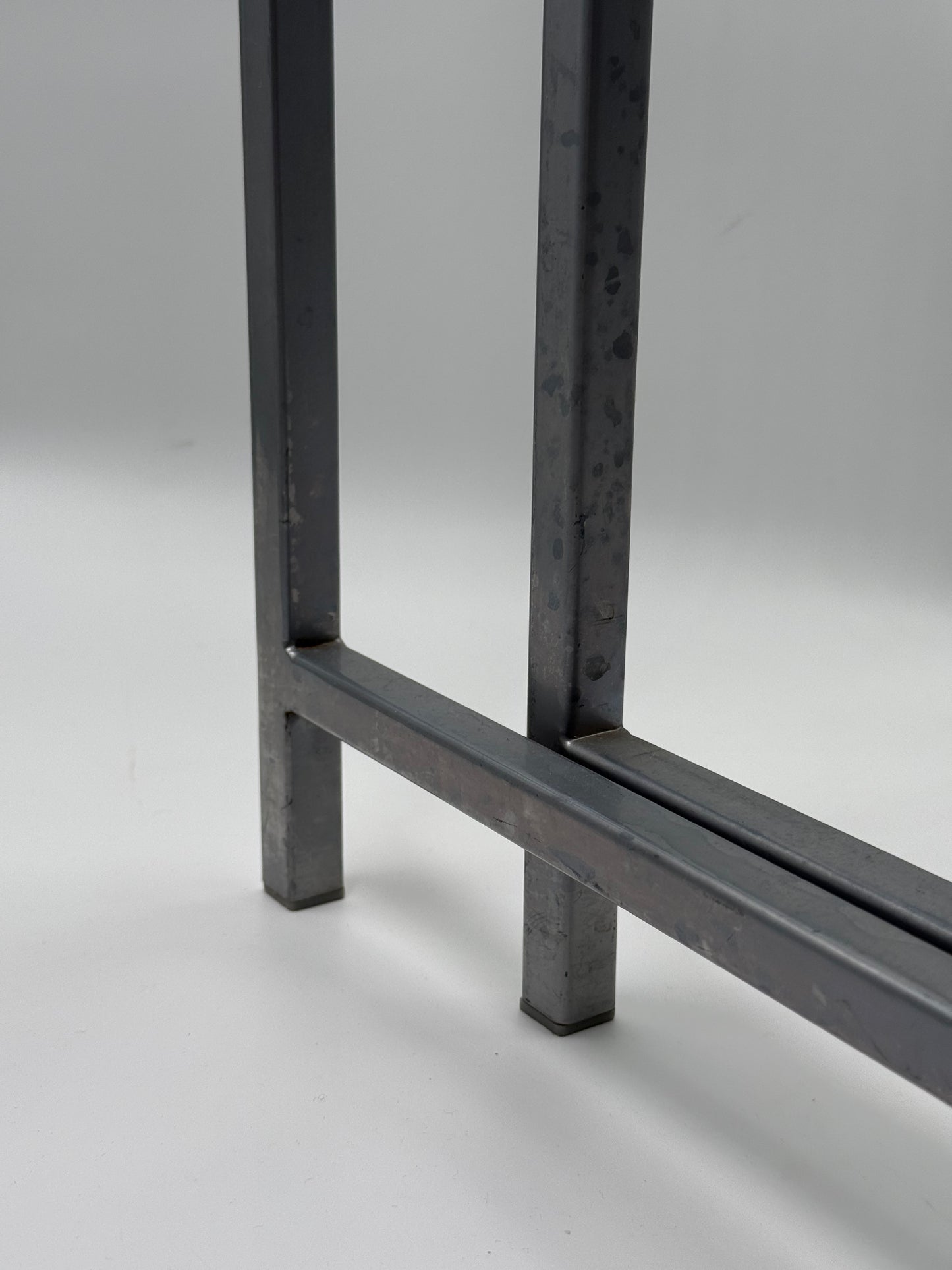 Set of Two Glass Nesting Tables (Industrial Steel Frame)