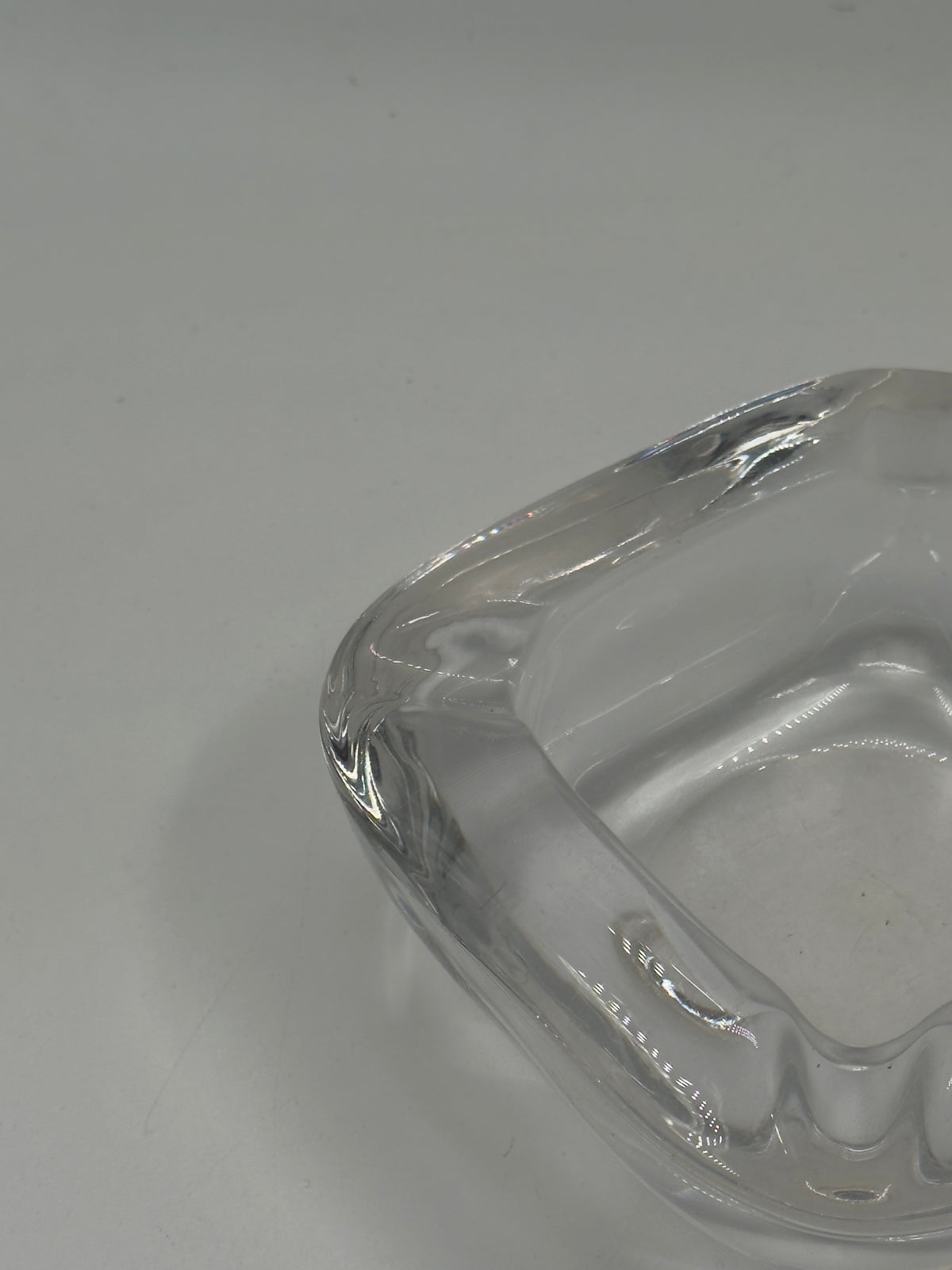 Vintage Thick Clear Glass Ashtray, Rounded Square Shape