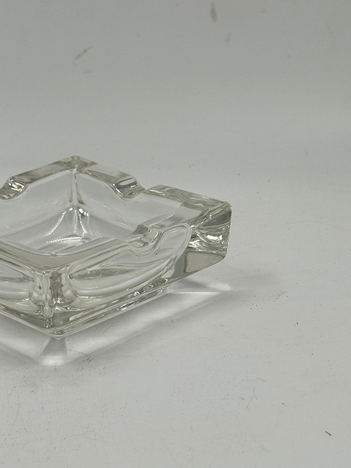Vintage Rectangular Glass Ashtray, Two-Rest Design