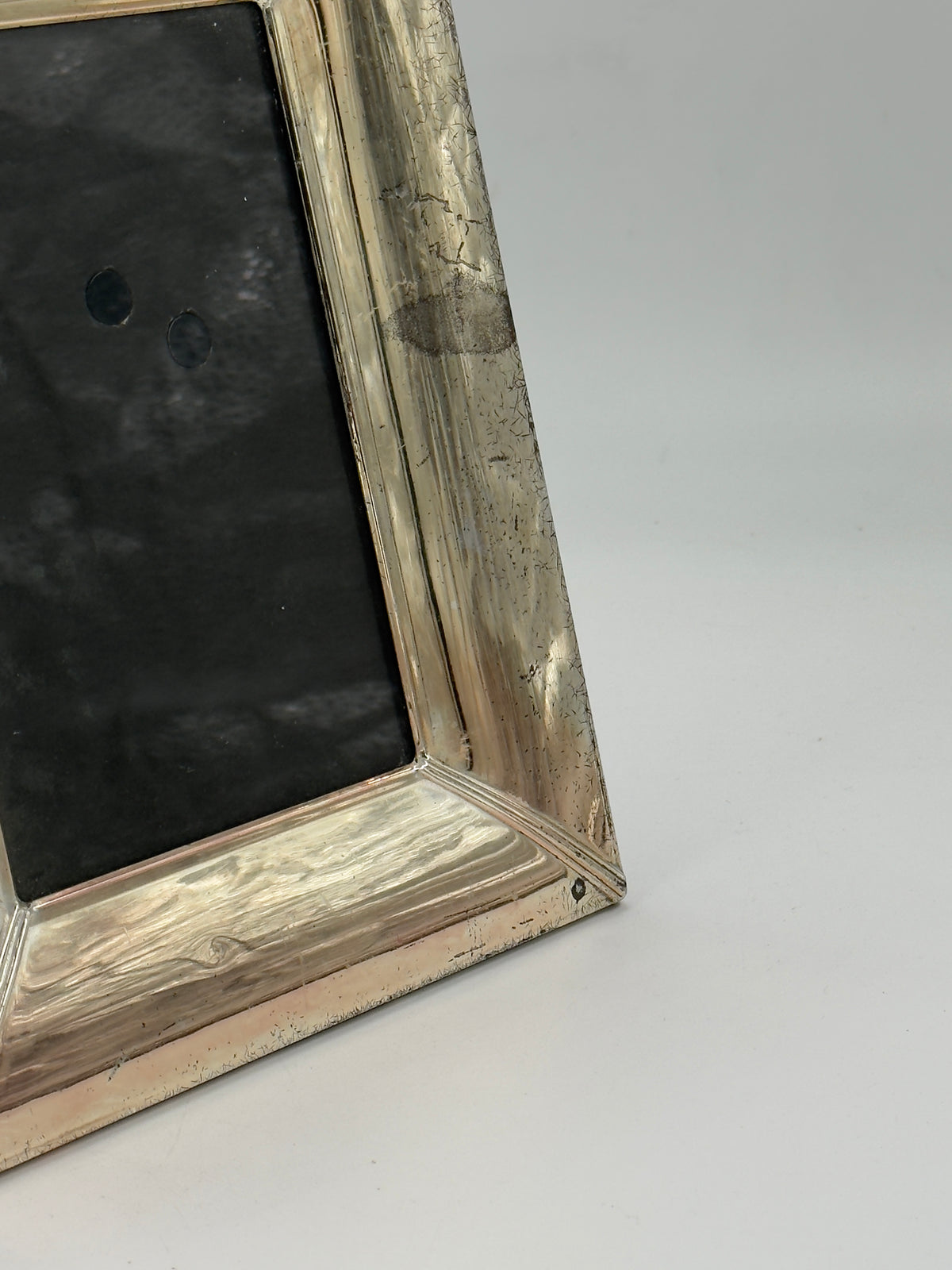 Vintage Silver-Plated Picture Frame with Stepped Mitred Border