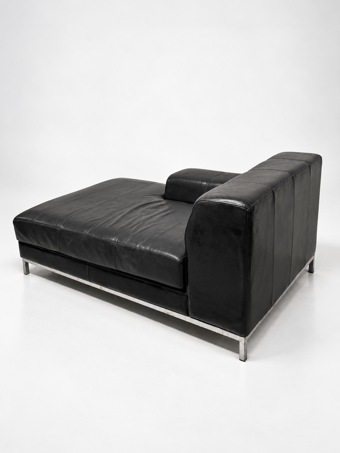 IKEA Kramfors Black Leather Chaise Longue