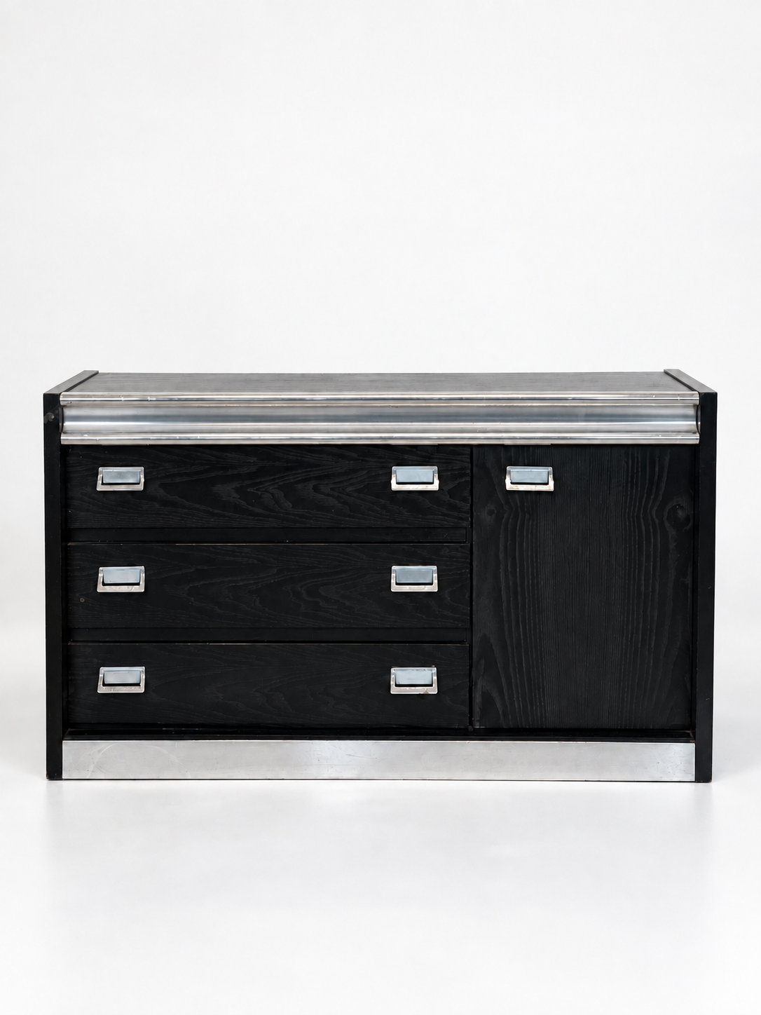Black Lacquer & Chrome Sideboard