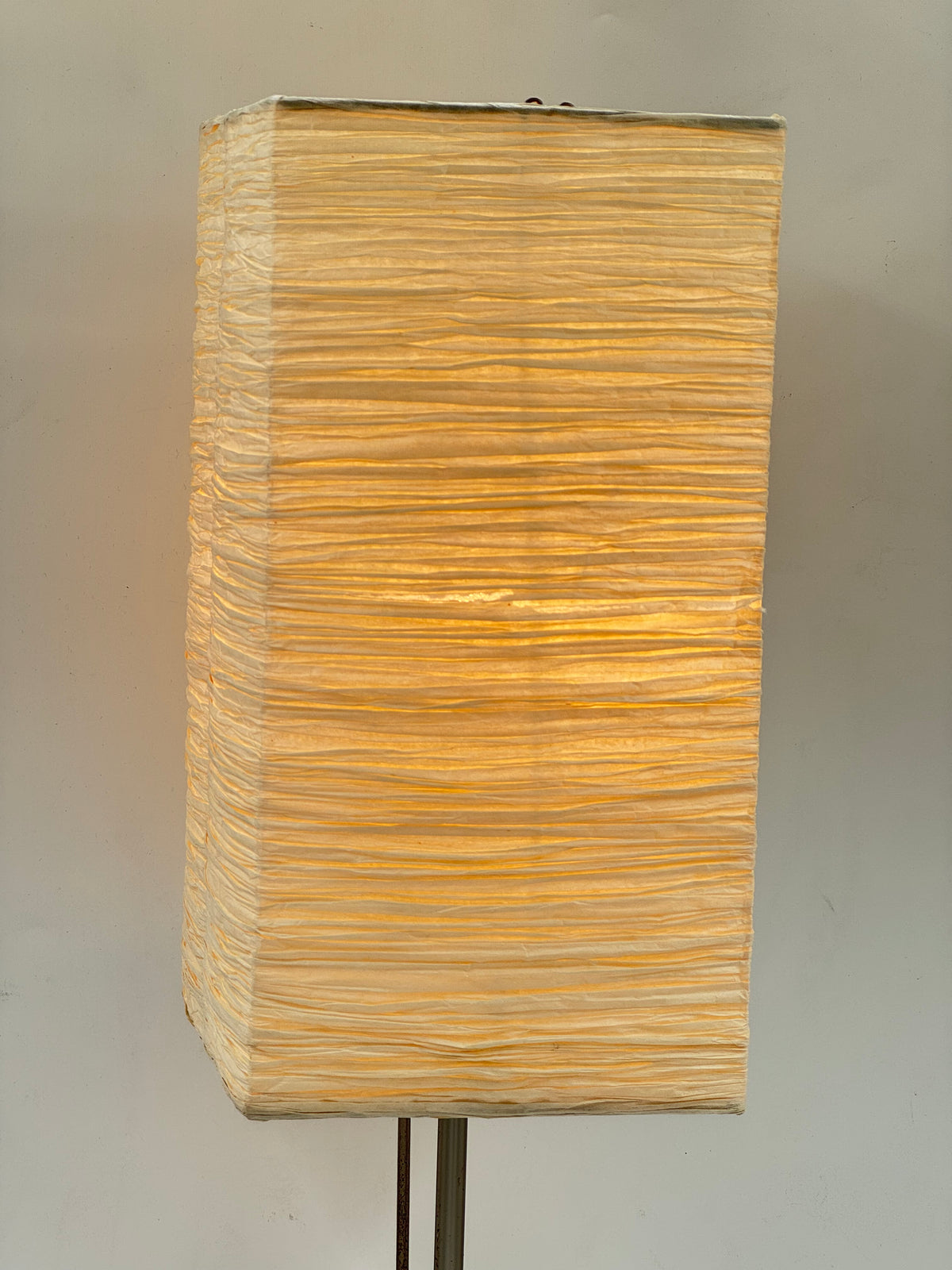 Vintage Crinkled Rice Paper Table Lamp, Matte Metal Base