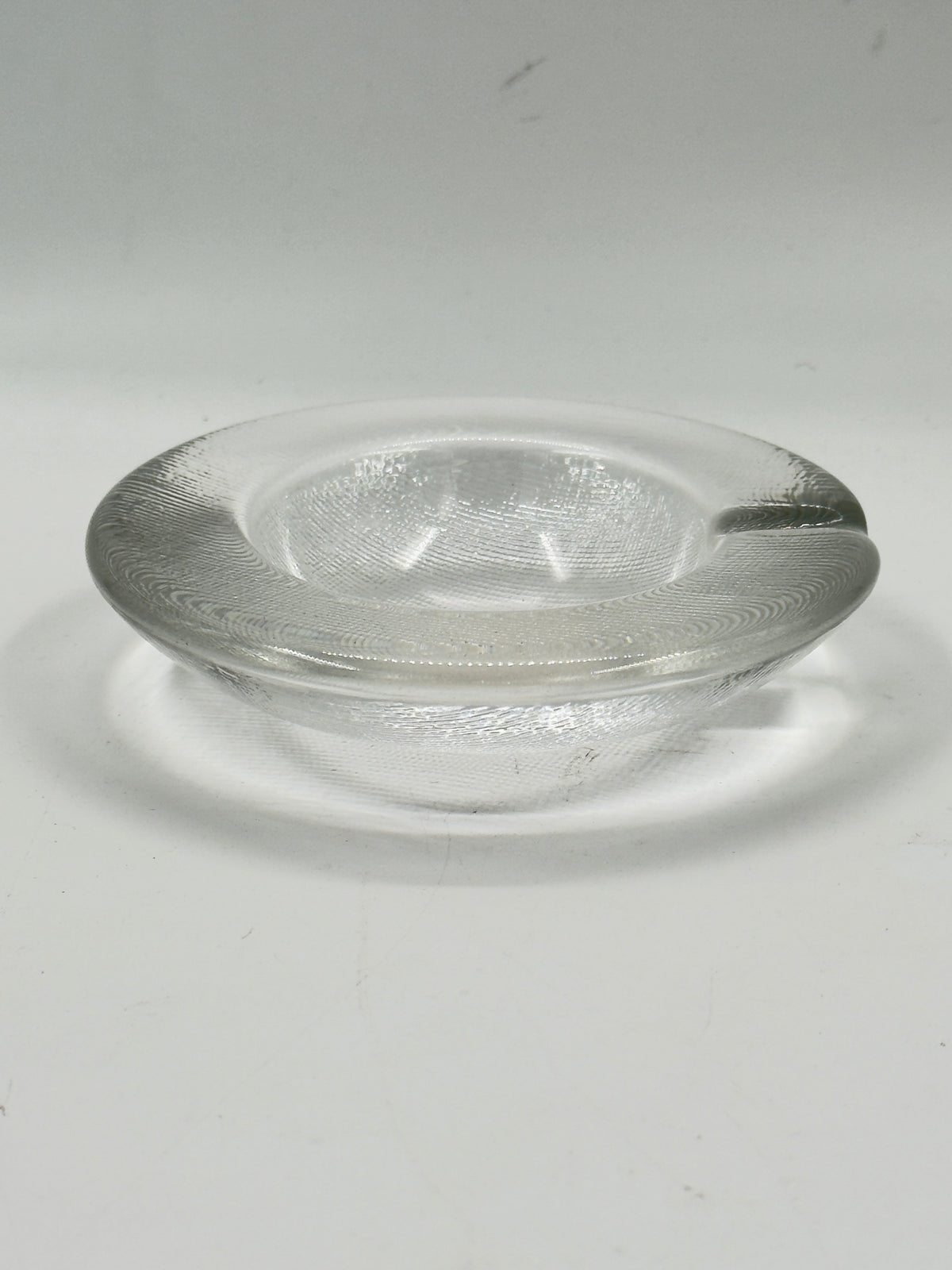 Vintage Linen-Textured Glass Ashtray, Wide Rim