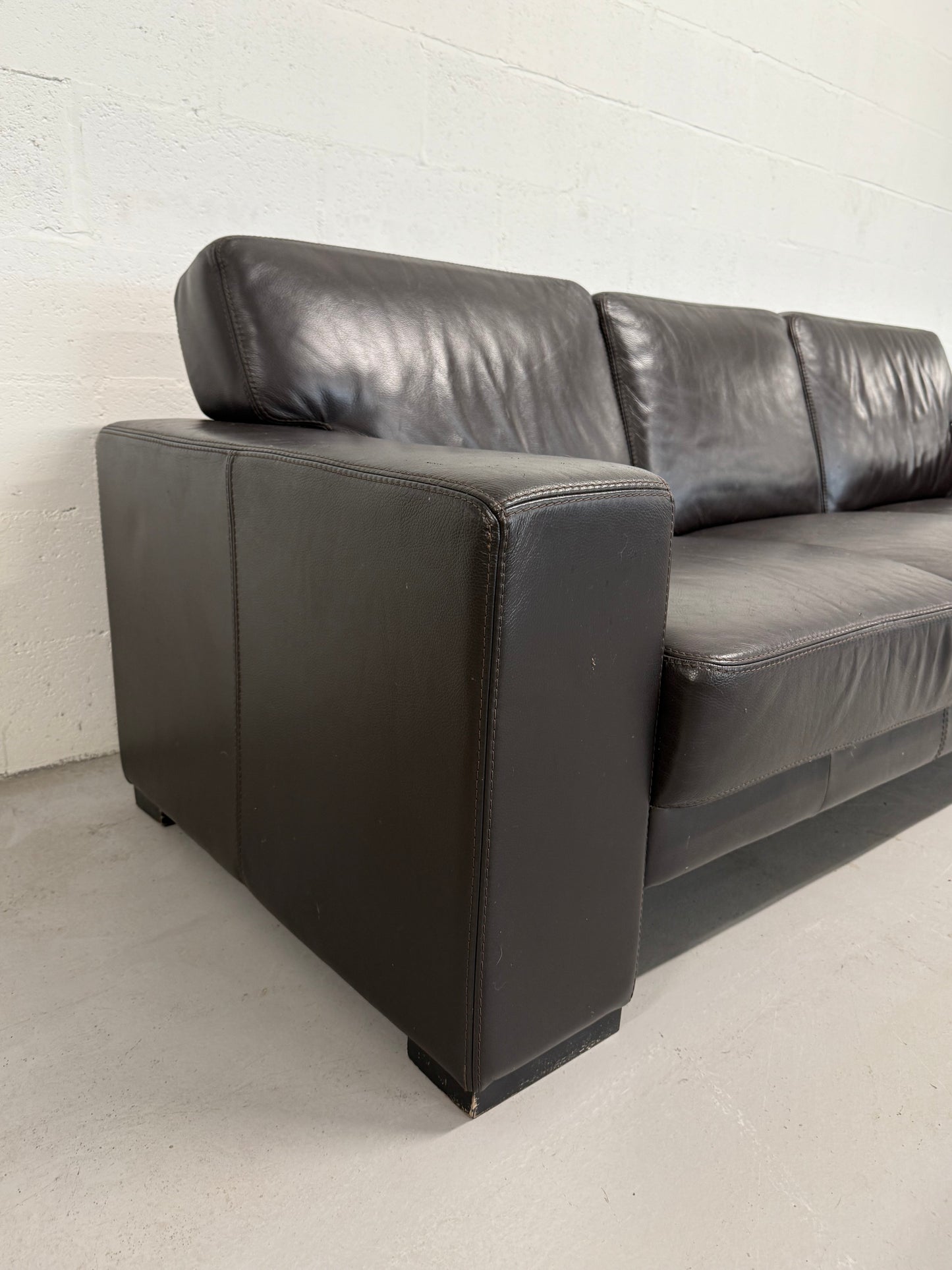 Vintage Brown Leather 3-Seater Sofa