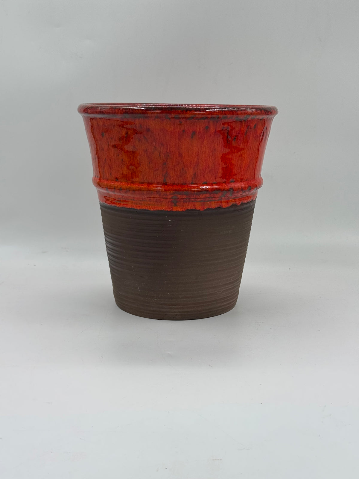 Vintage Studio Ceramic Vase, Red Drip Glaze, Signed "Pot Aardig"