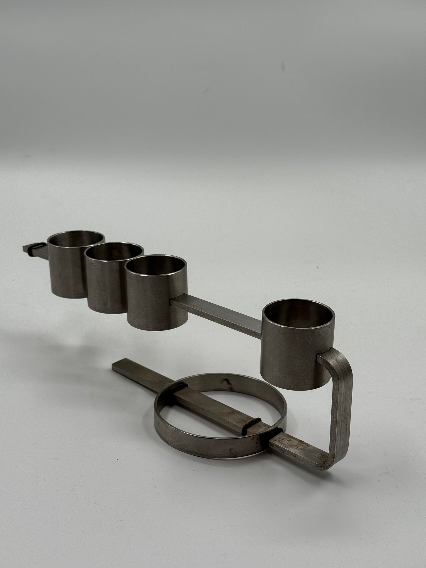 Brutalist Steel Candle Holder Modular Industrial Design (c. 1970s)