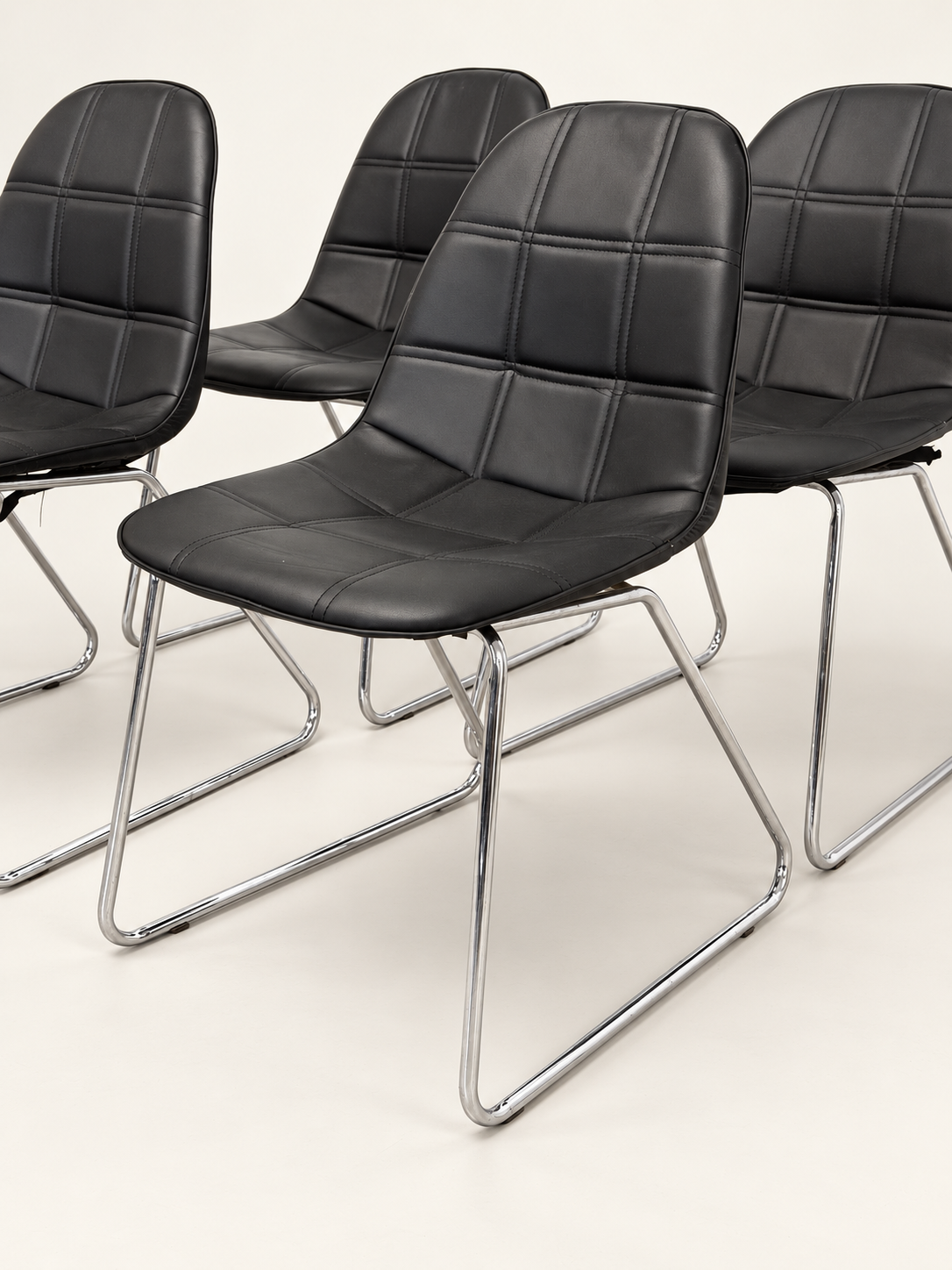 Chrome Sled Dining Chairs, Set of 4