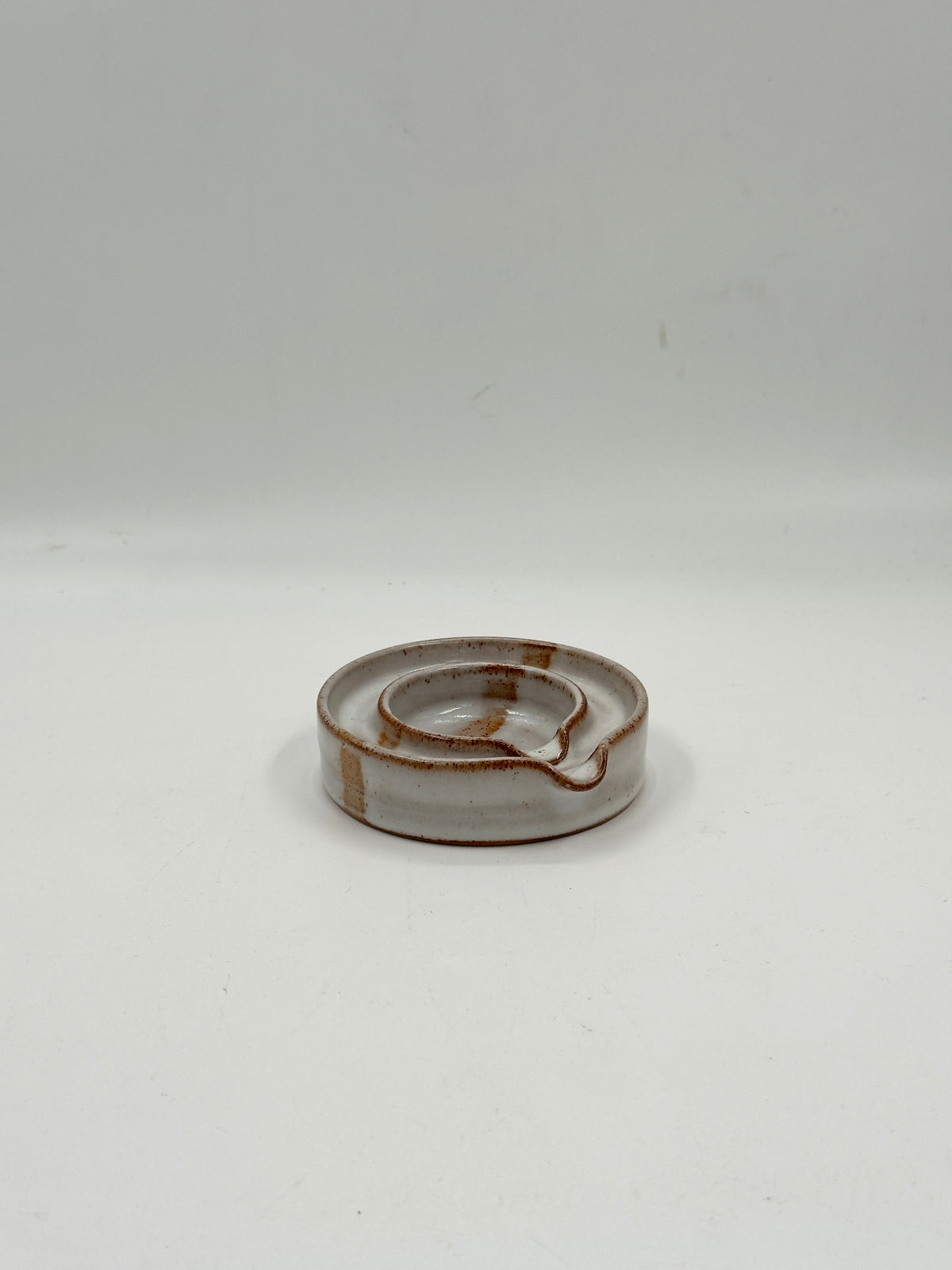 Vintage Studio Ceramic Spiral Ashtray, Reactive Glaze