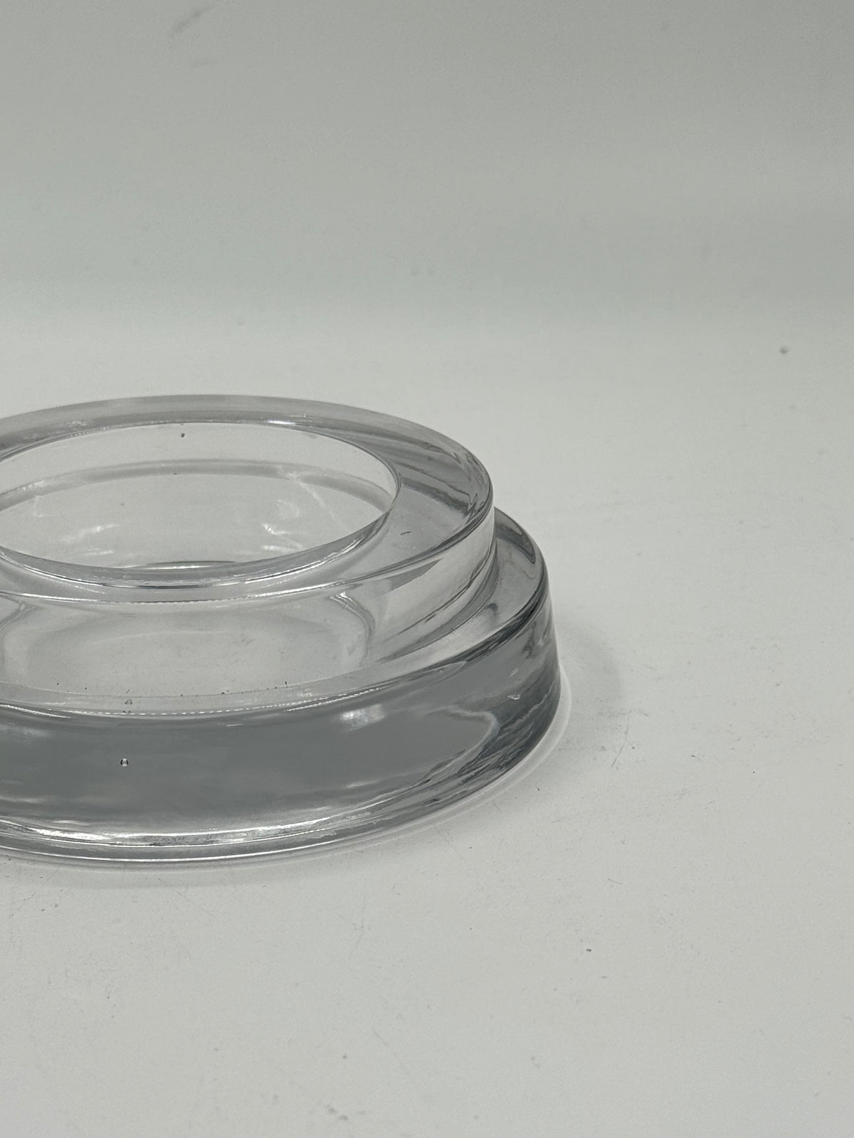 Vintage Clear Glass Catchall Dish, Stepped Design