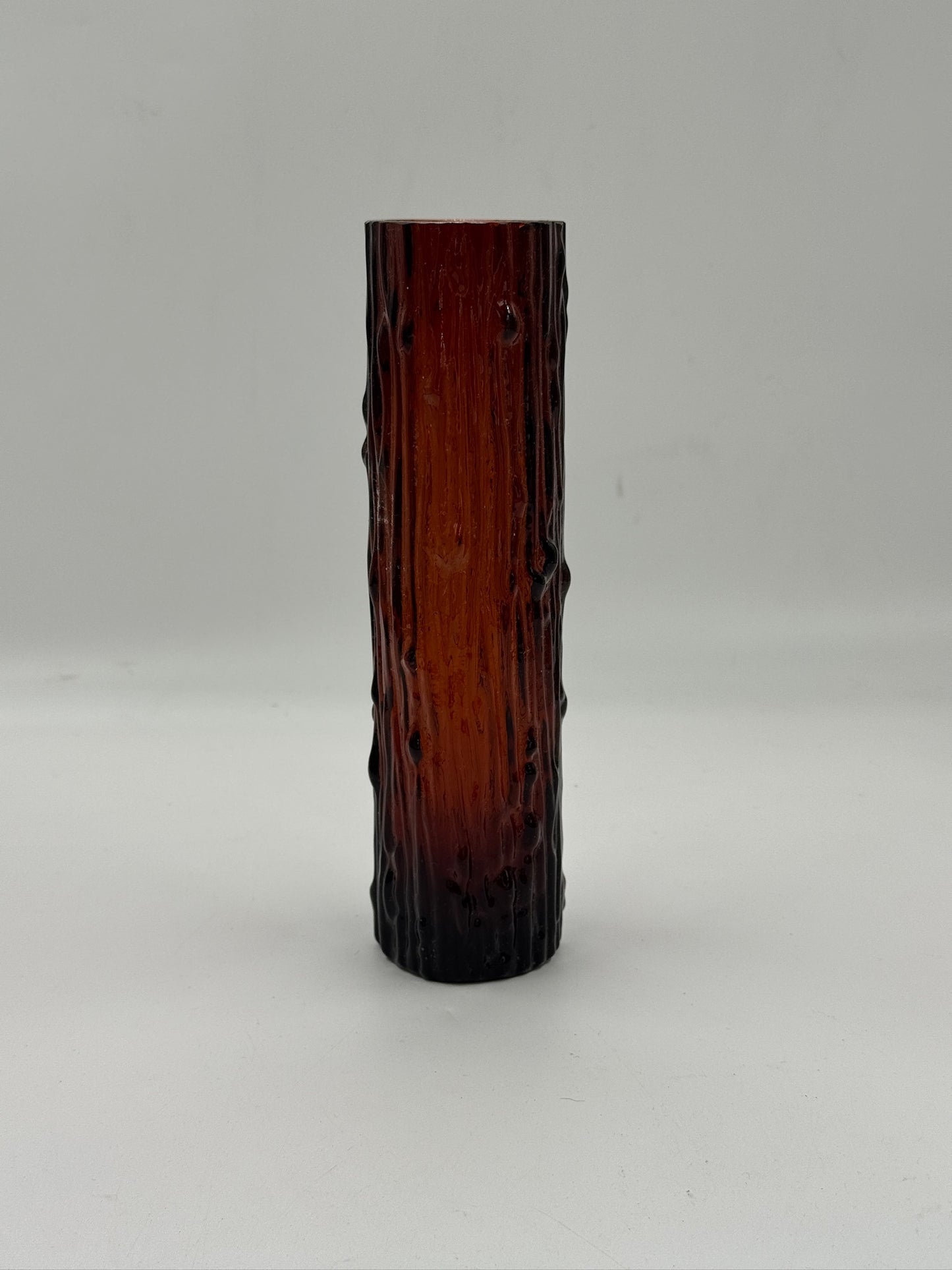 Vintage Amber Bark-Textured Glass Vase, Empoli Style