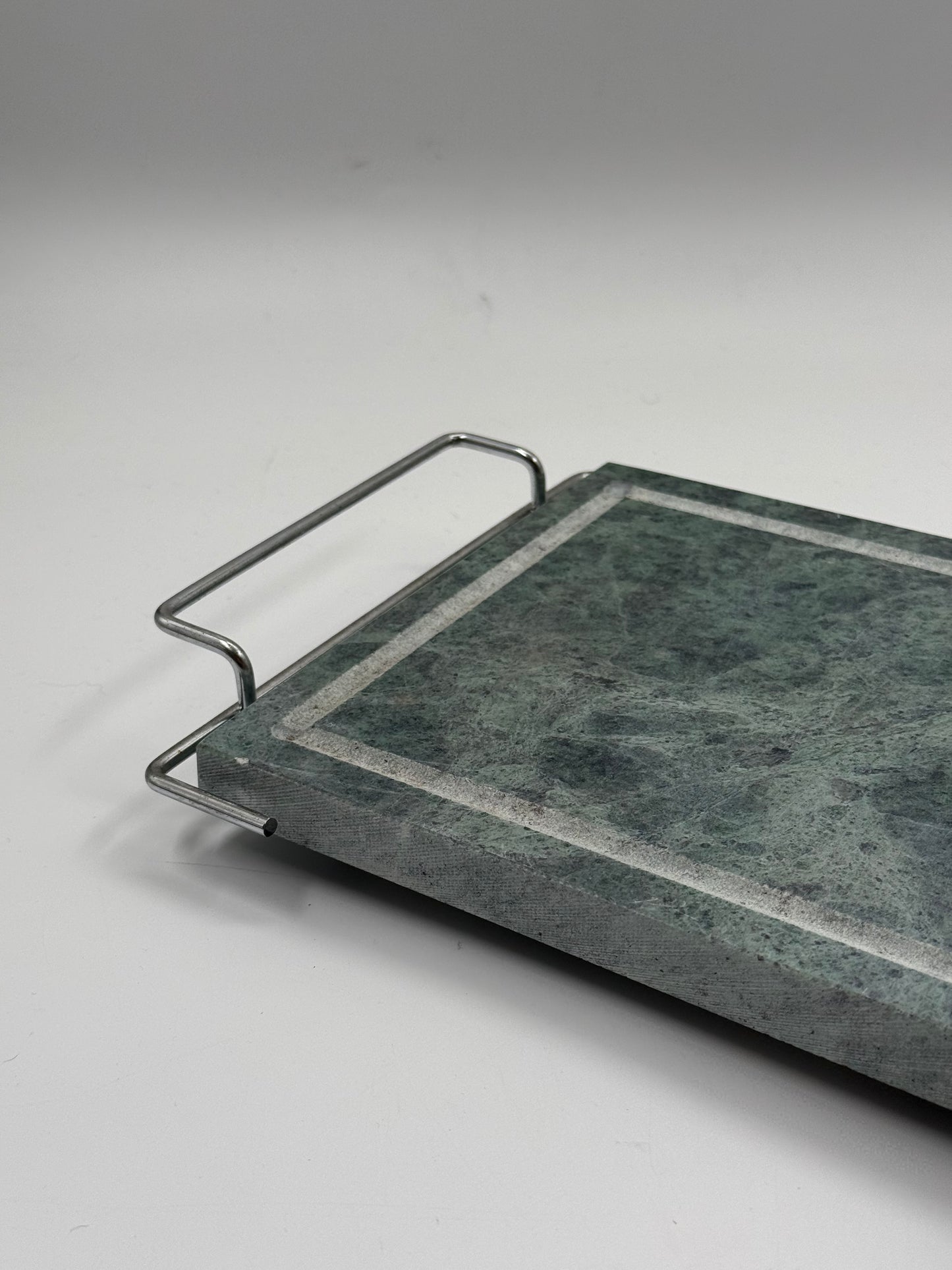 Green Marble Serving Tray with Metal Handles — Modernist Tray