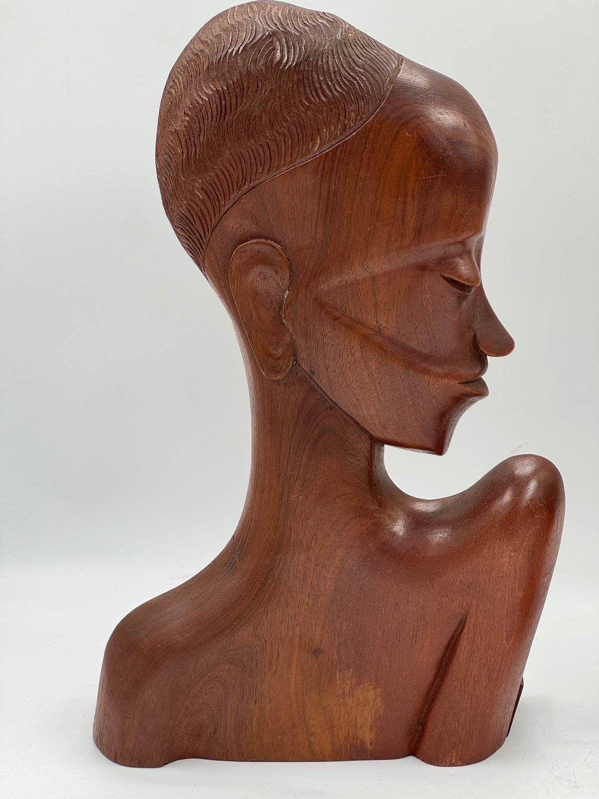 Pair of Vintage Carved Wood African-Style Bust Sculptures