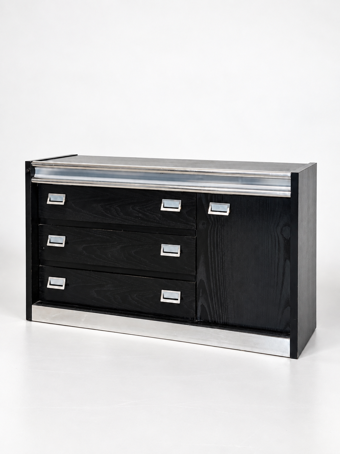 Black Lacquer & Chrome Sideboard