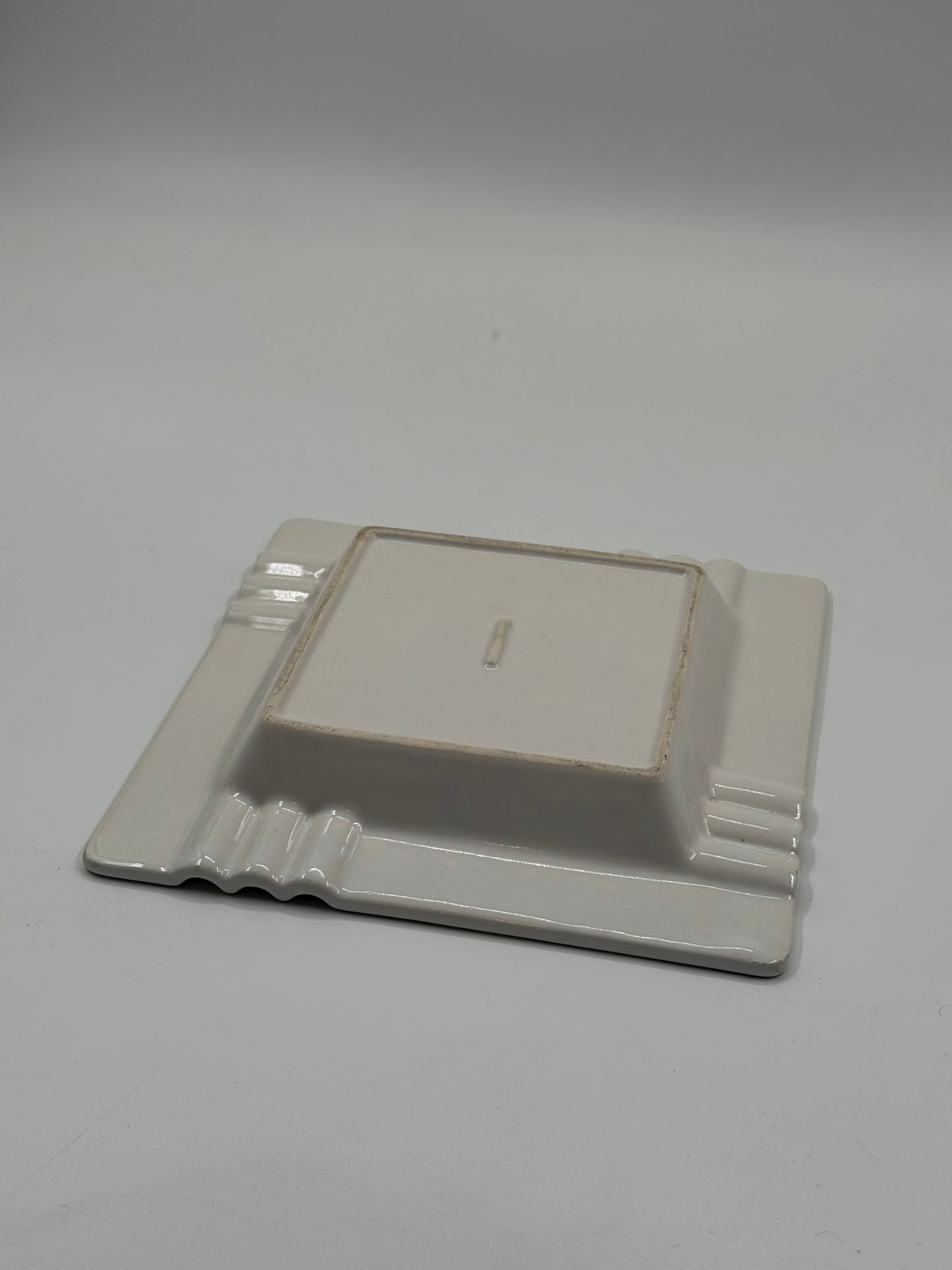 White Art Deco Square ashtray