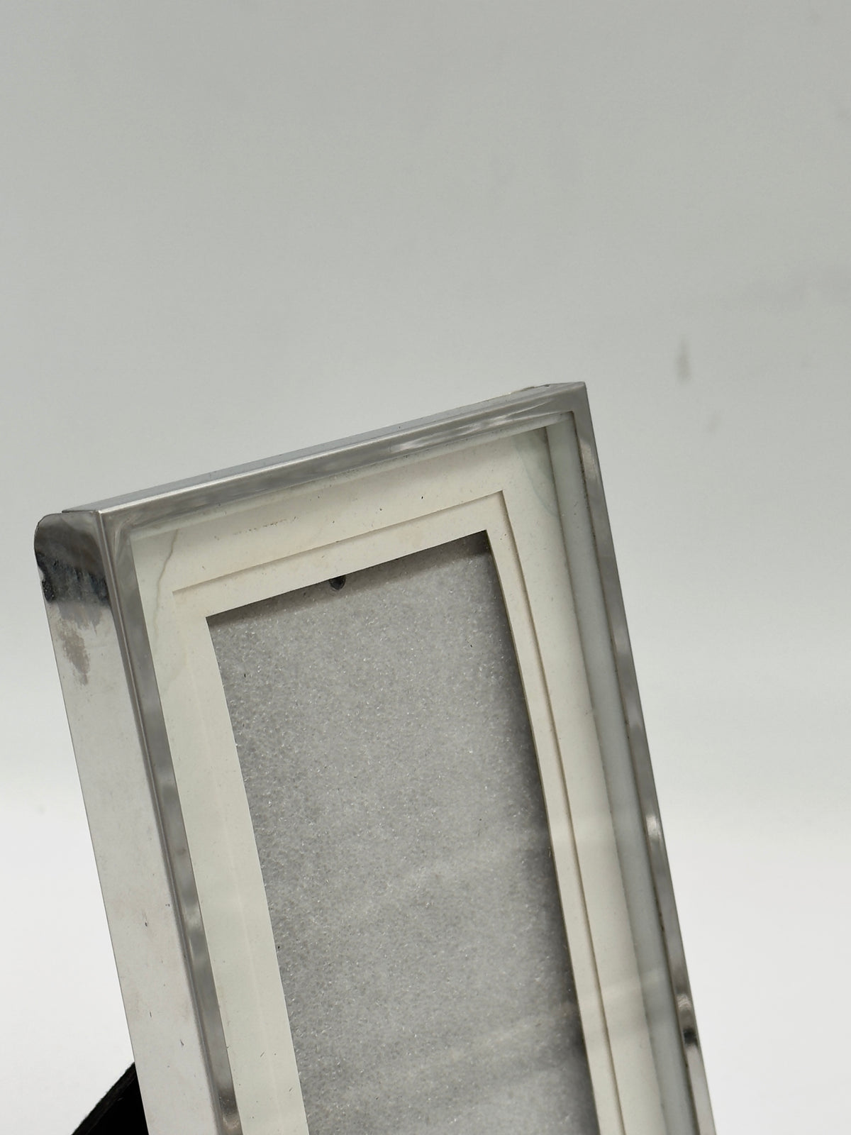 Vintage Silver-Tone Beveled Picture Frame with Easel Back