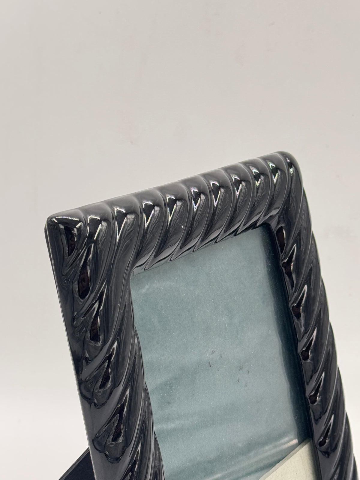 Black Lacquered Picture Frame with Twisted Rope Border