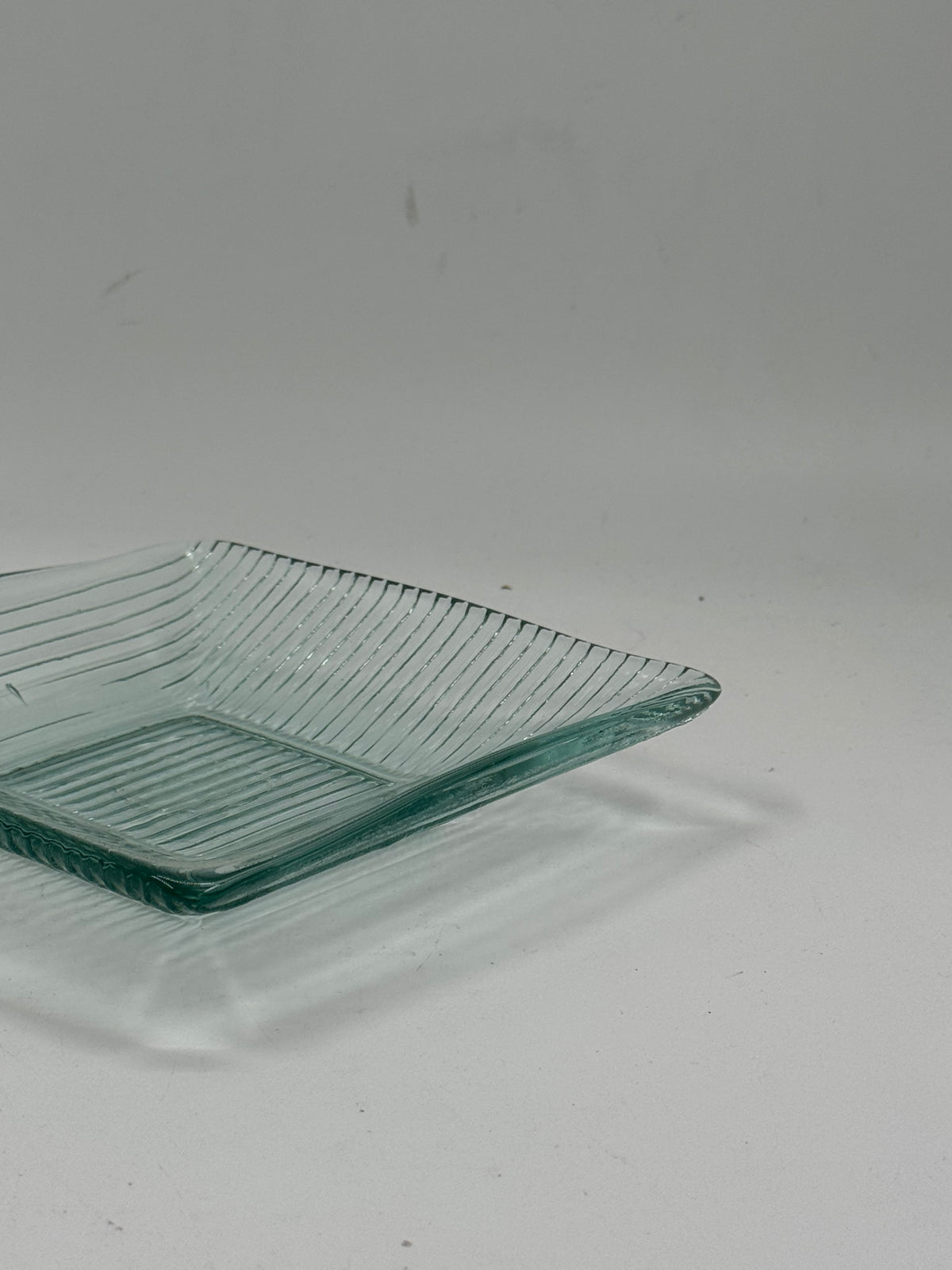 Vintage Square Ribbed Glass Tray
