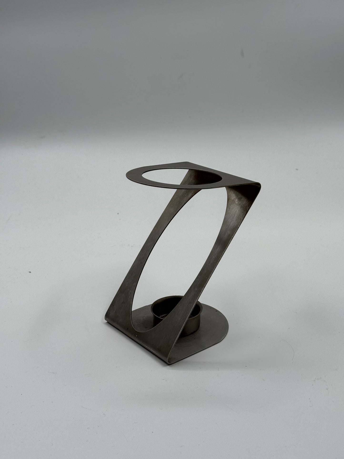 Sculptural Steel Candle Holder Abstract Modernist Form (c. 1970s)