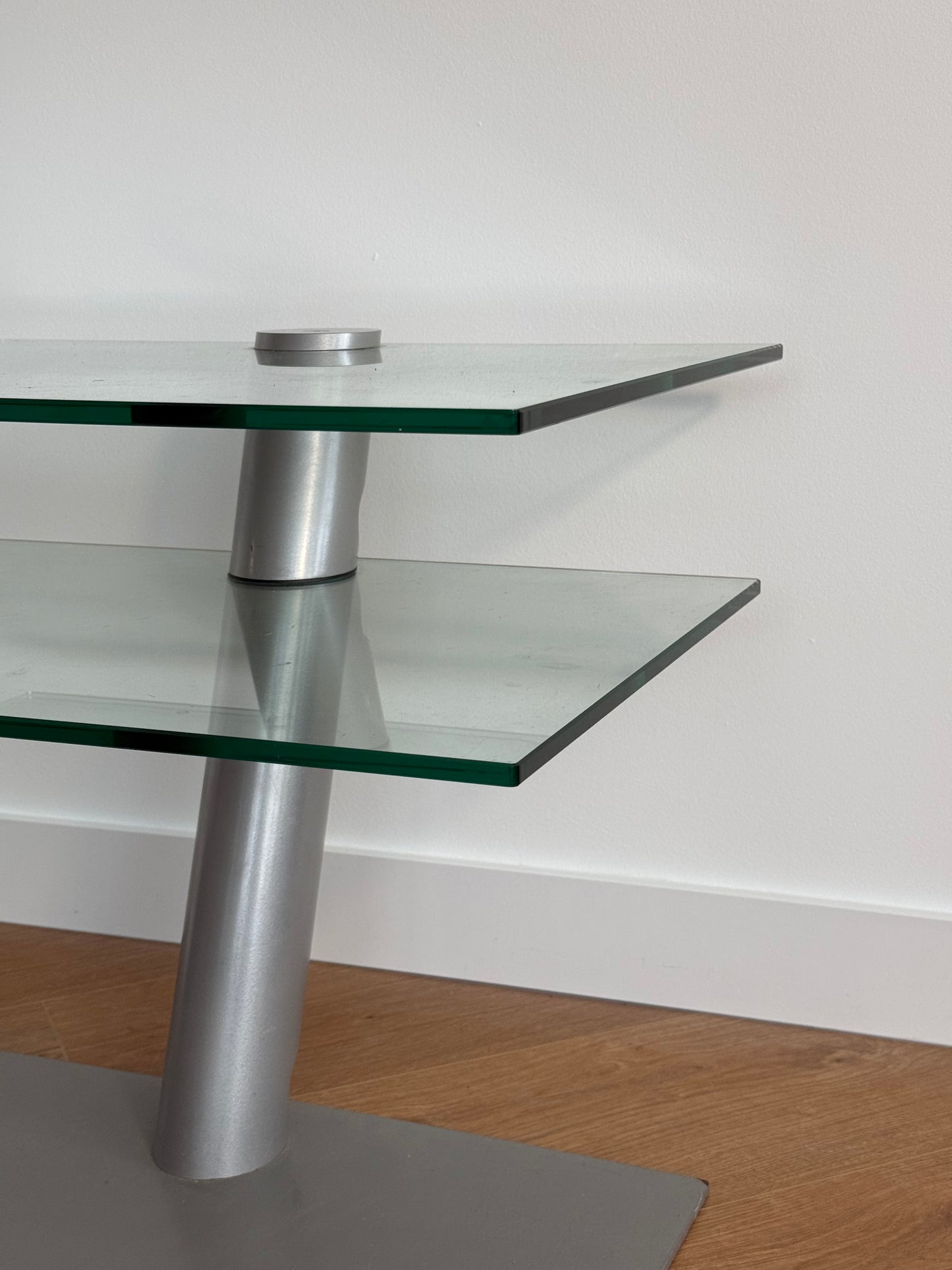 Vintage Side Table by Lourens Fisher Glass & Steel, 1980s
