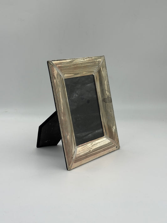 Vintage Silver-Plated Picture Frame with Stepped Mitred Border