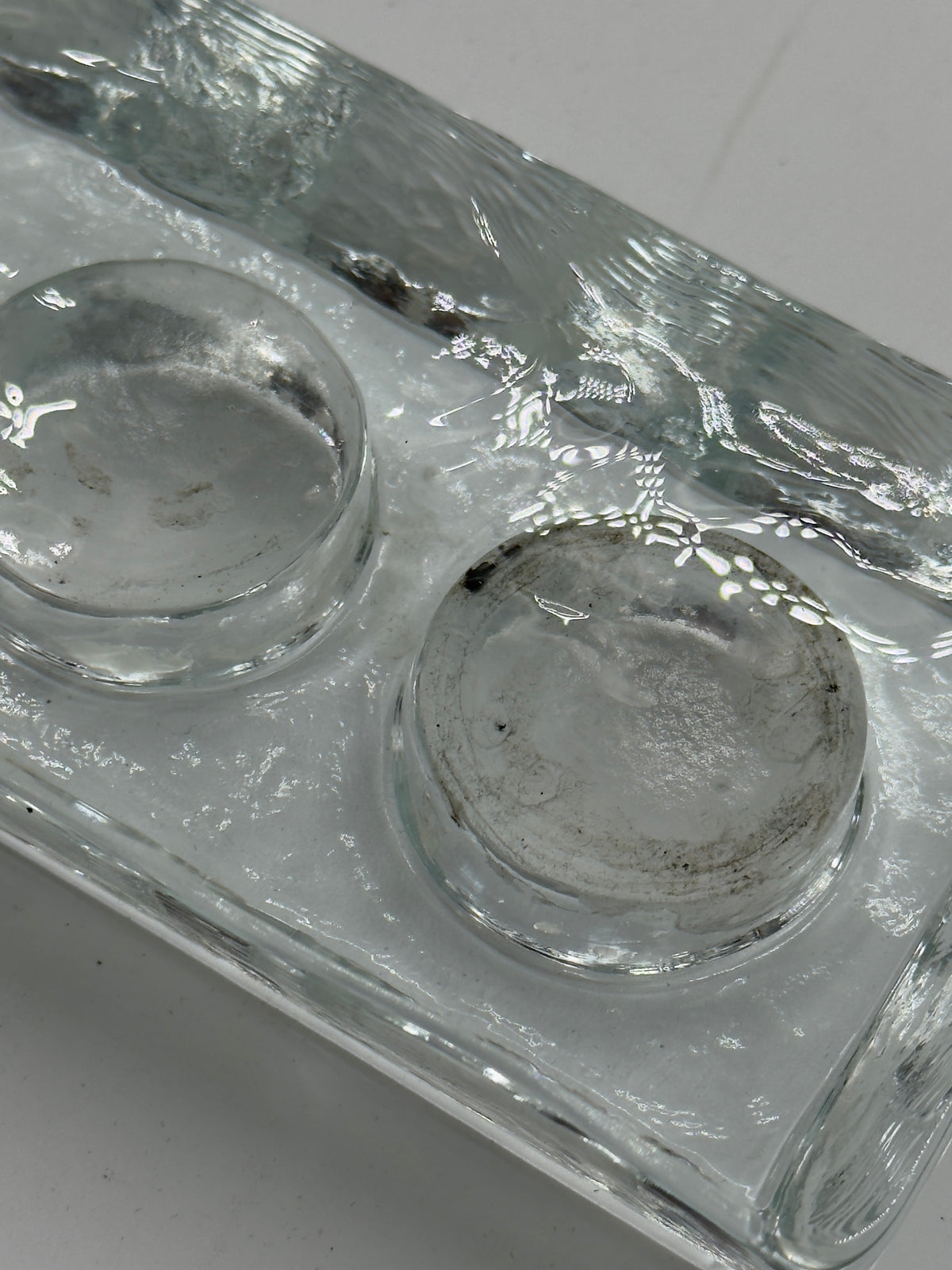 Vintage Solid Glass Three-Light Tealight Holder