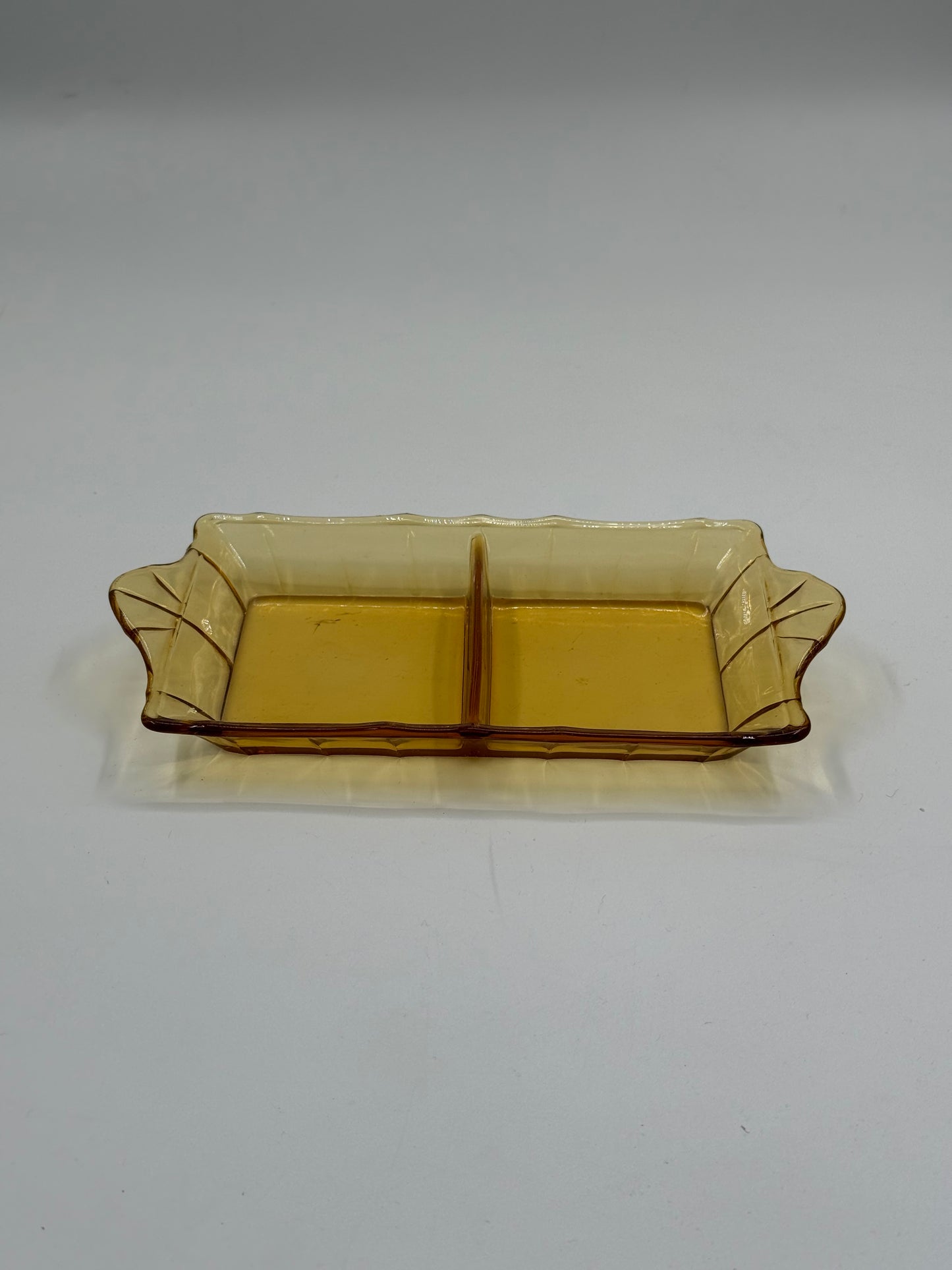 Vintage amber glass divided tray
