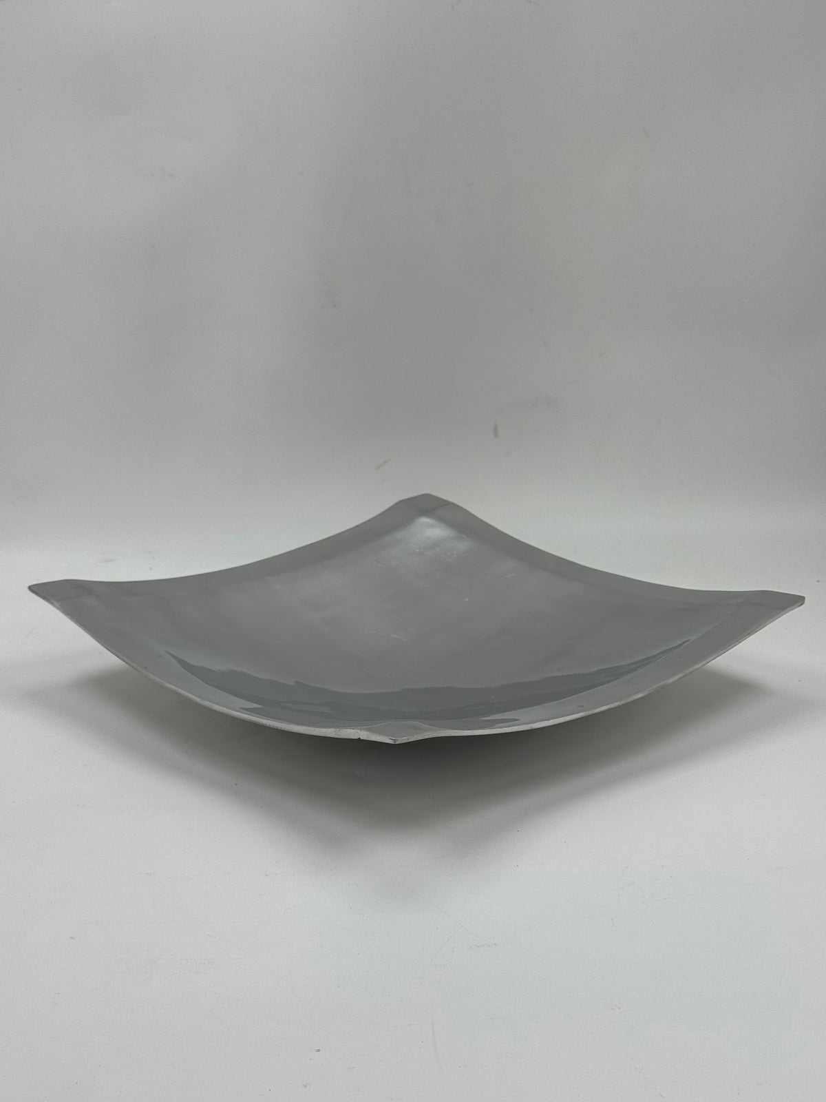 Sculptural Square Brushed Aluminum Tray
