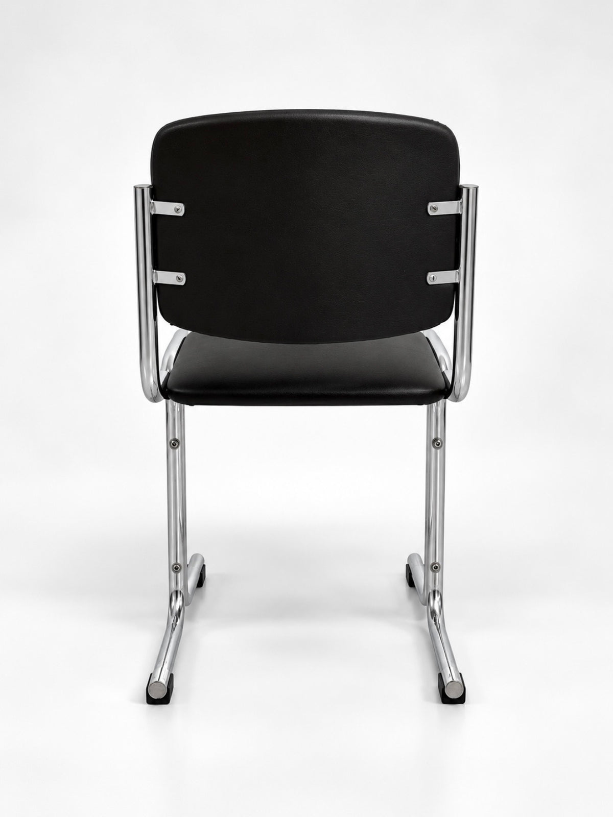 Set of 5 Vintage Chrome Tubular Chairs, Dark Brown Leather, 1970s