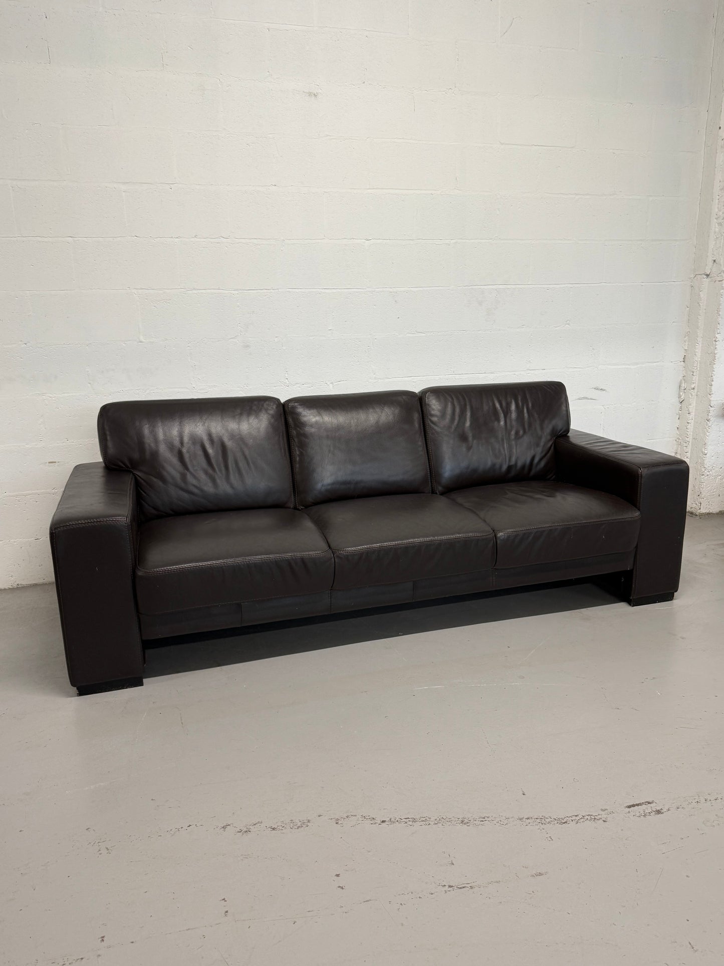 Vintage Brown Leather 3-Seater Sofa