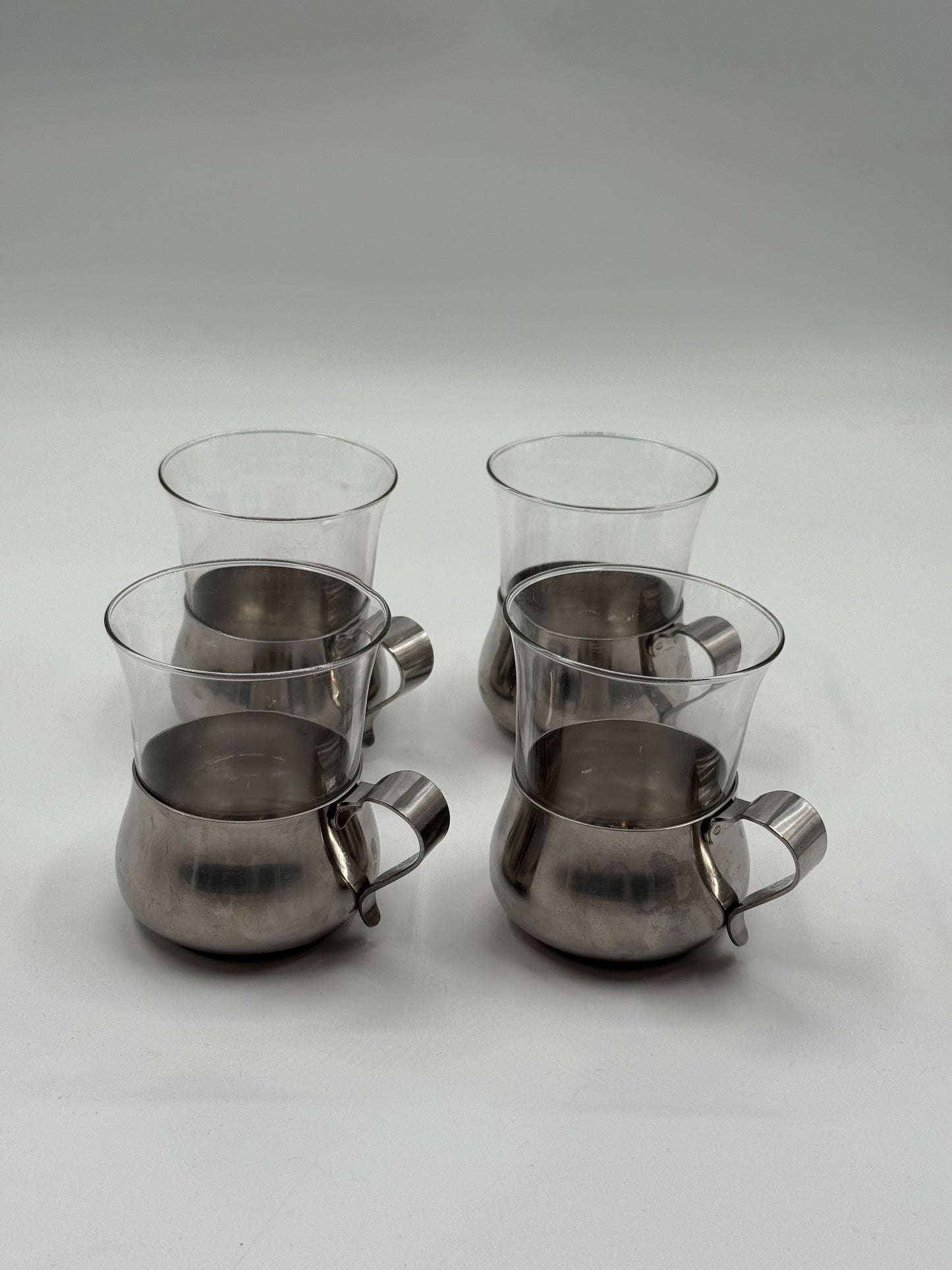 Curved Steel Tea Glasses Organic Minimalism (Set of Four)