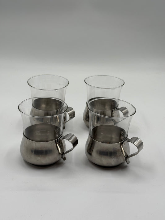 Curved Steel Tea Glasses Organic Minimalism (Set of Four)