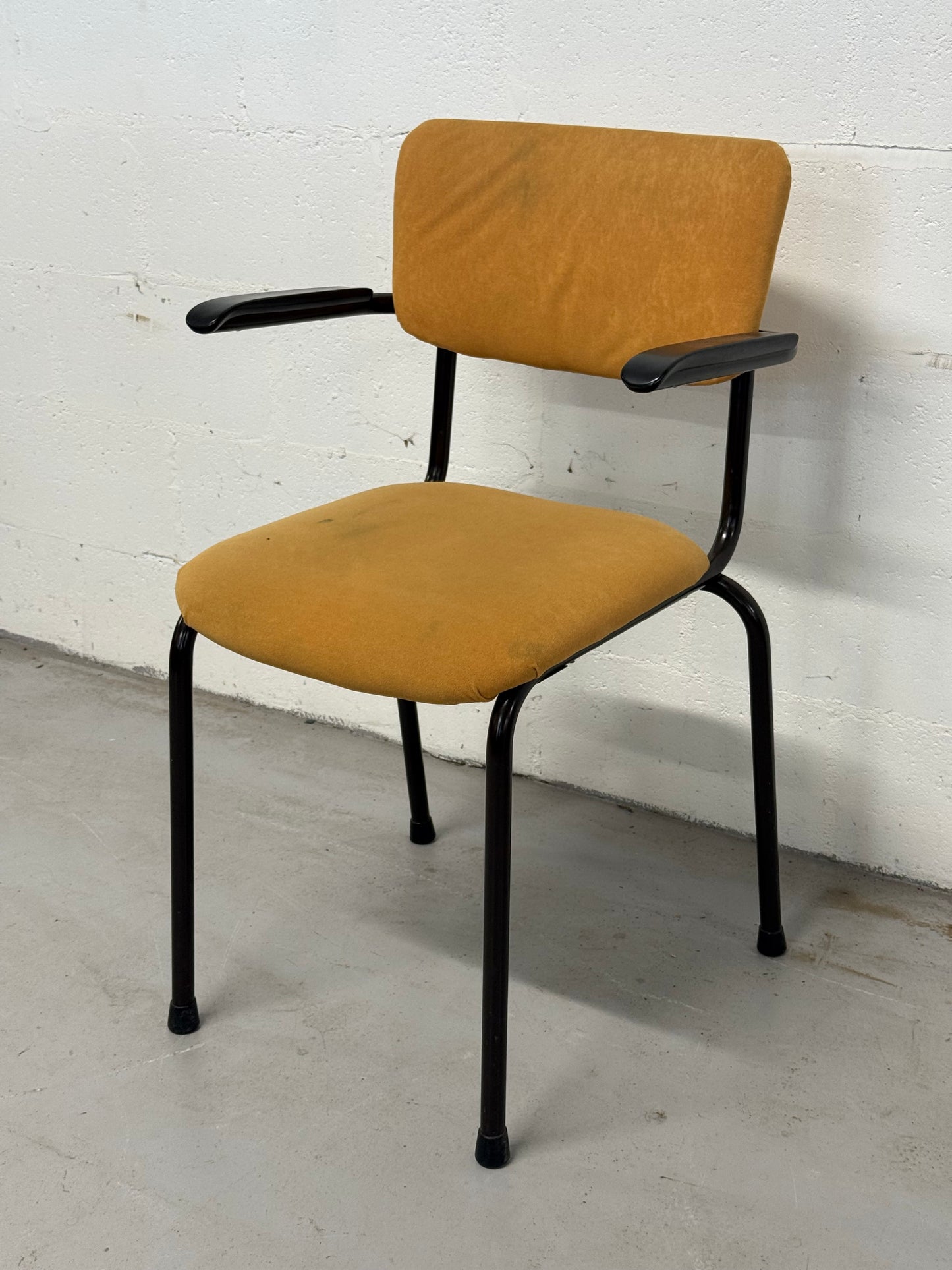 Set of 4 Vintage Mustard Upholstered Armchairs