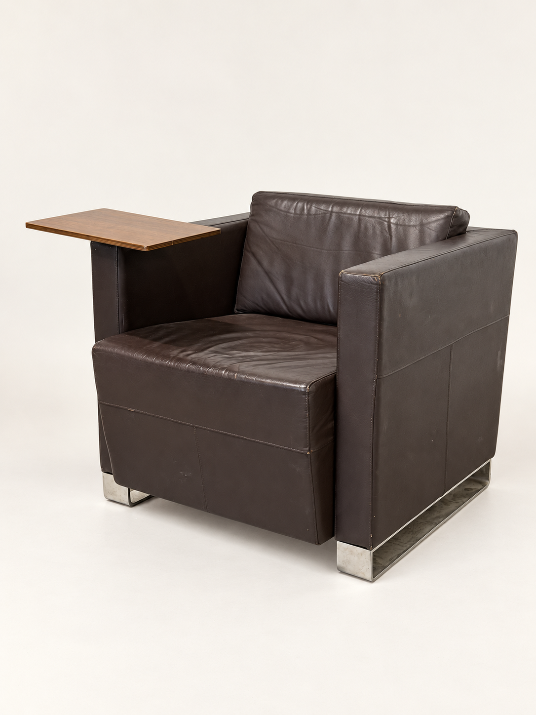 Leather Armchair with Side Table