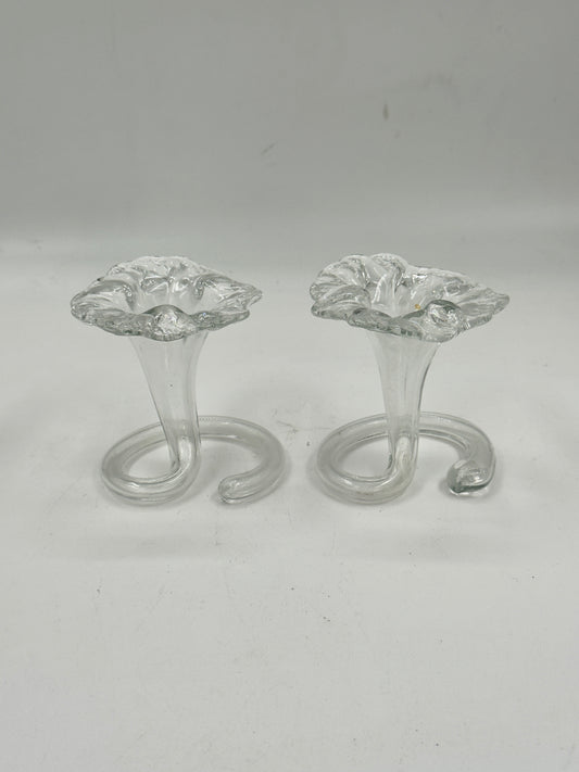 Serpentine Glass Bud Vases, Pair