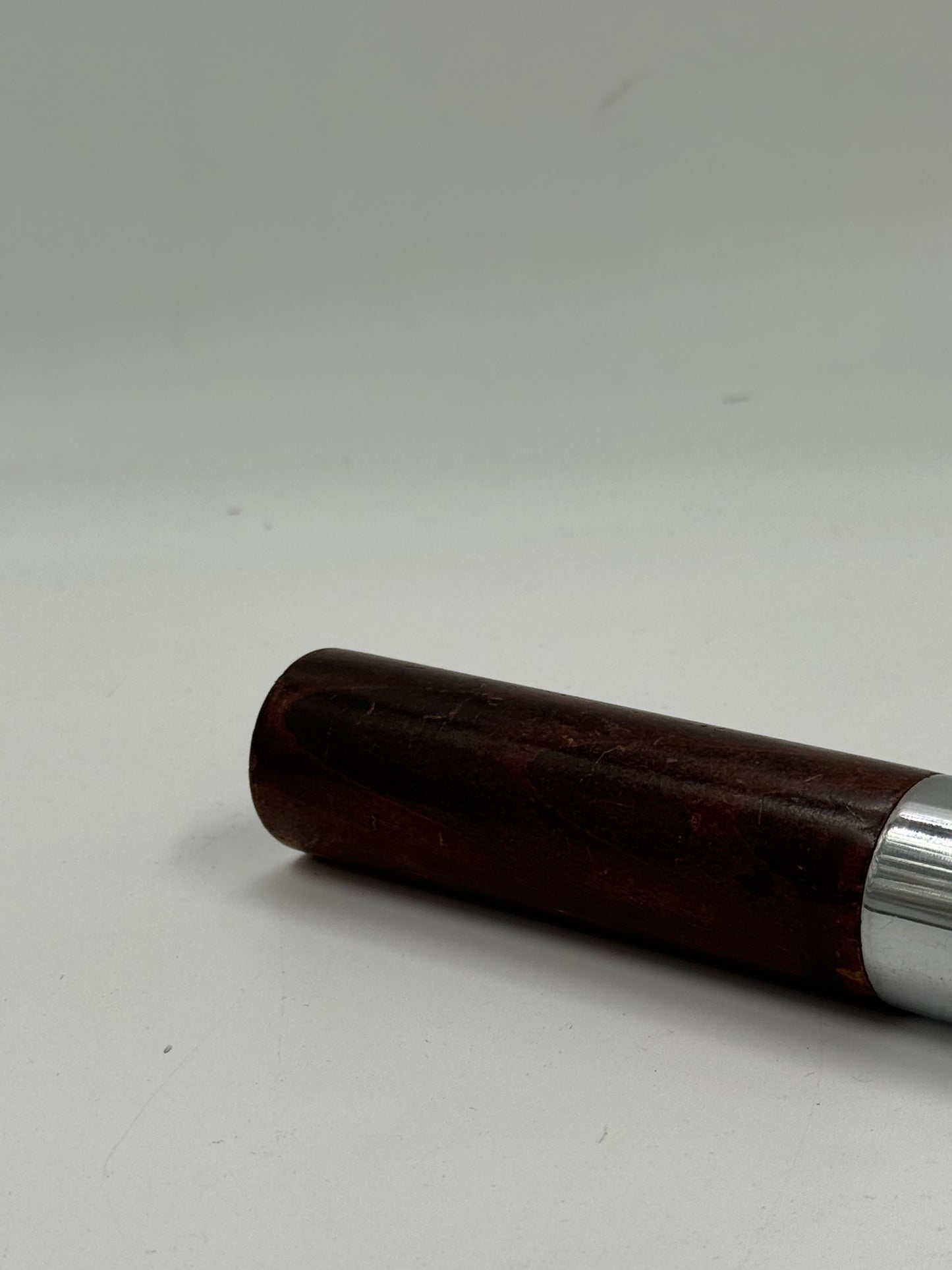 Vintage Rosewood and Chrome Cylindrical Drawer Pull Handle