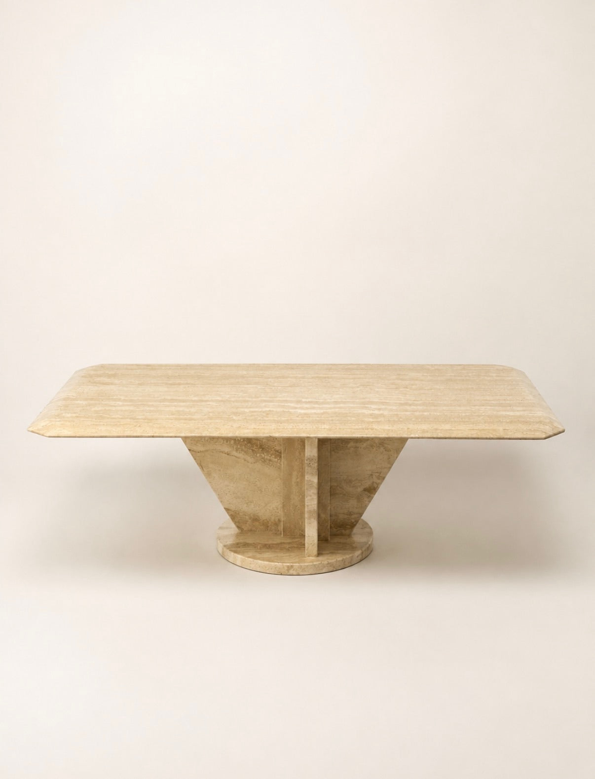 Italian Travertine Coffee Table with Sculptural Triangular Base, 1970s