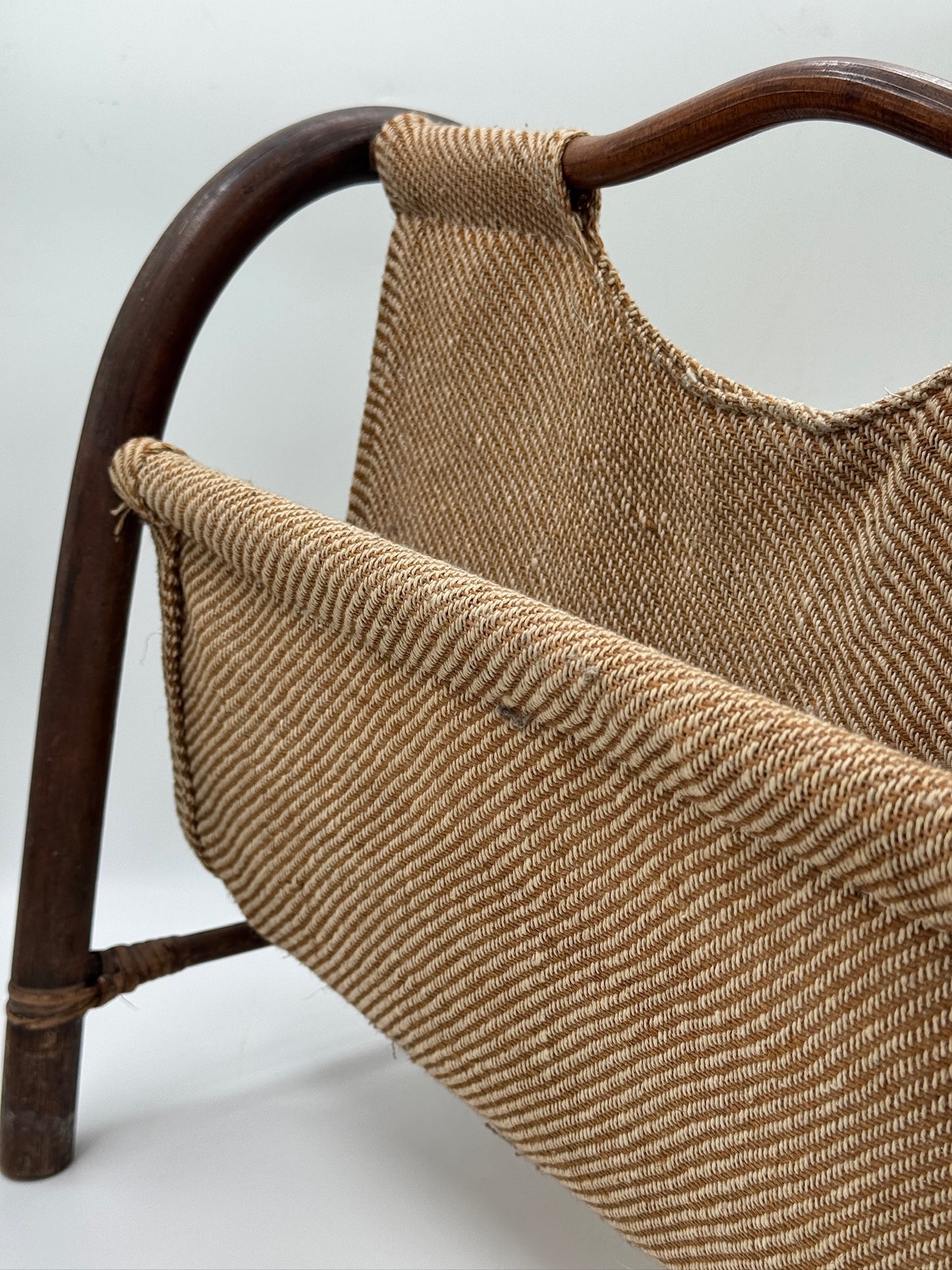Vintage Bamboo and Jute Magazine Rack, Italian Style