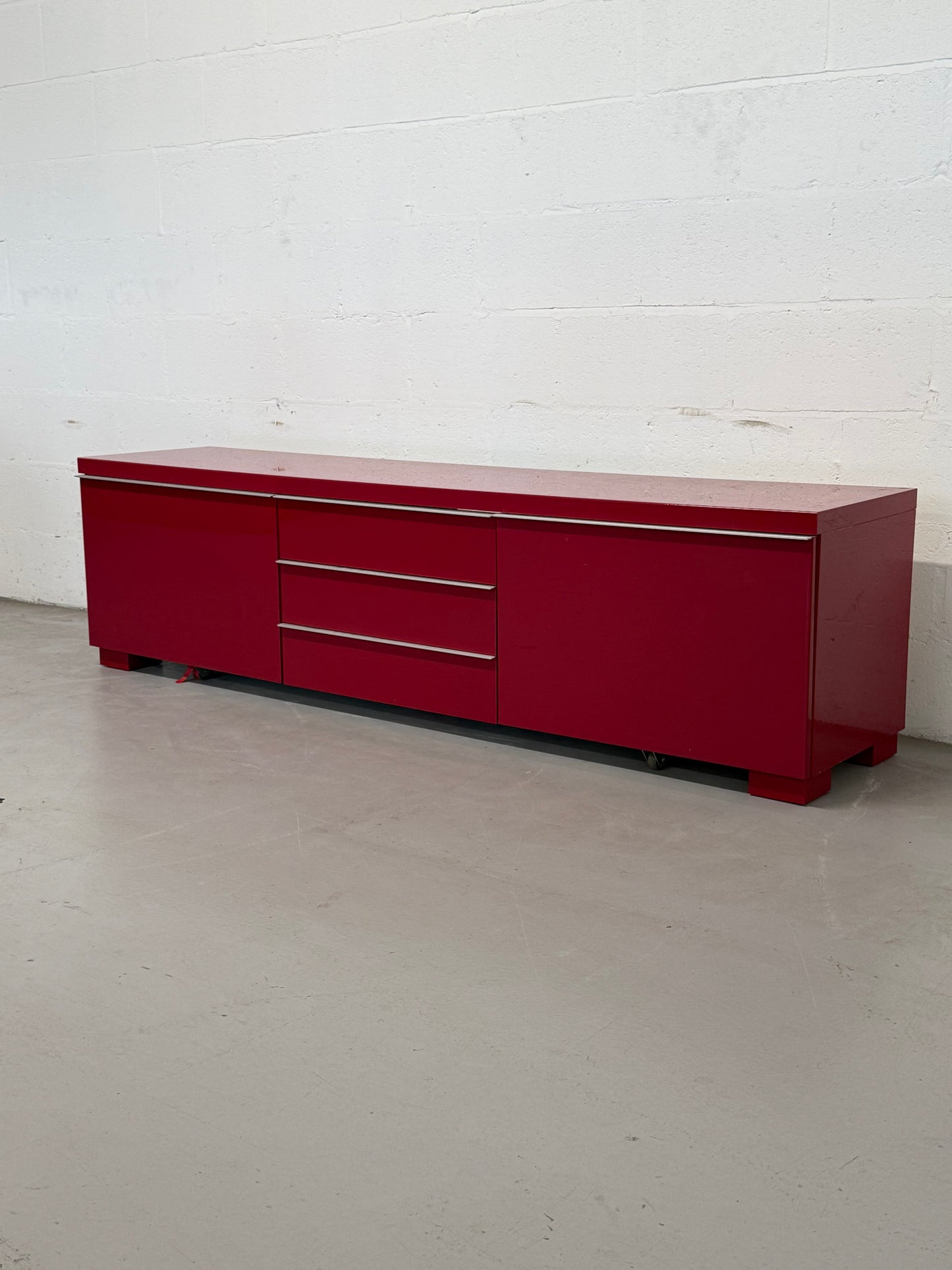 IKEA High-Gloss Red Sideboard with Drawers, Semi-Vintage