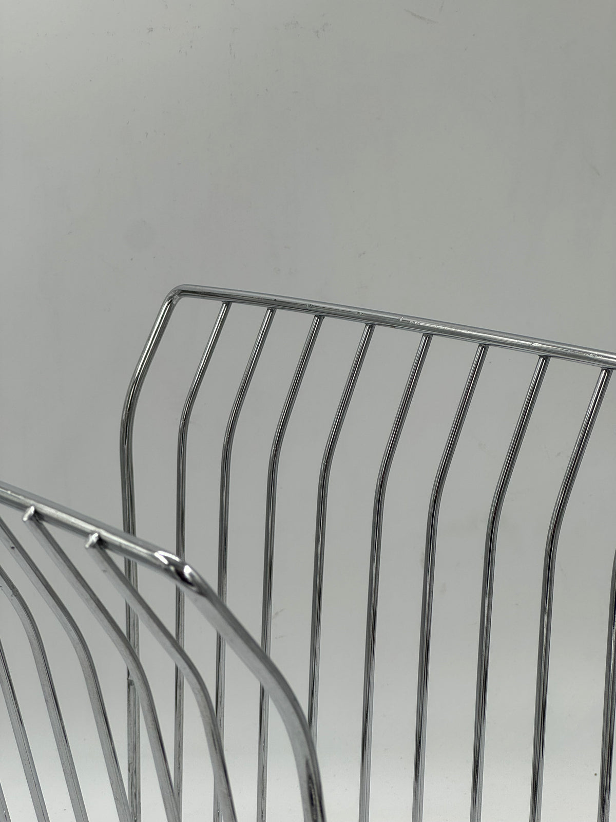 Vintage Chrome Wire Magazine Rack, Ball Feet