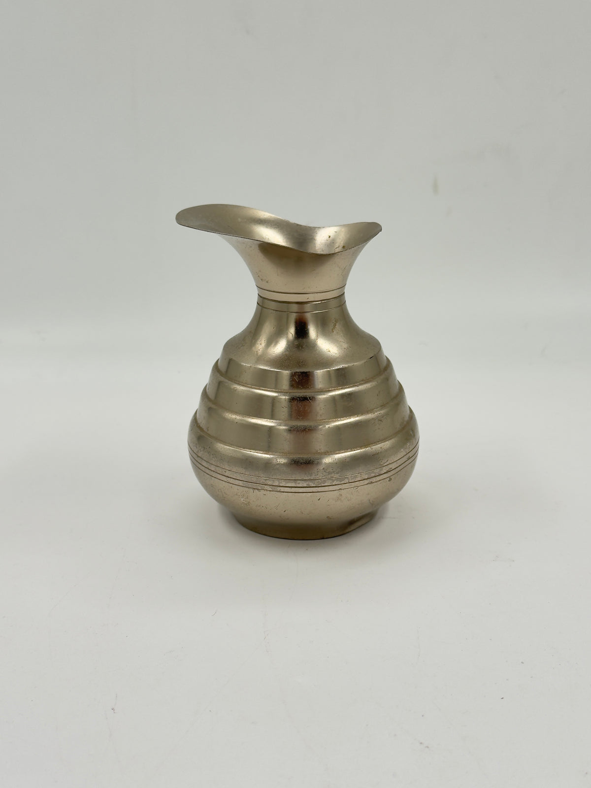 Vintage Silver-Plated Ribbed Beehive Pitcher, Art Deco Style