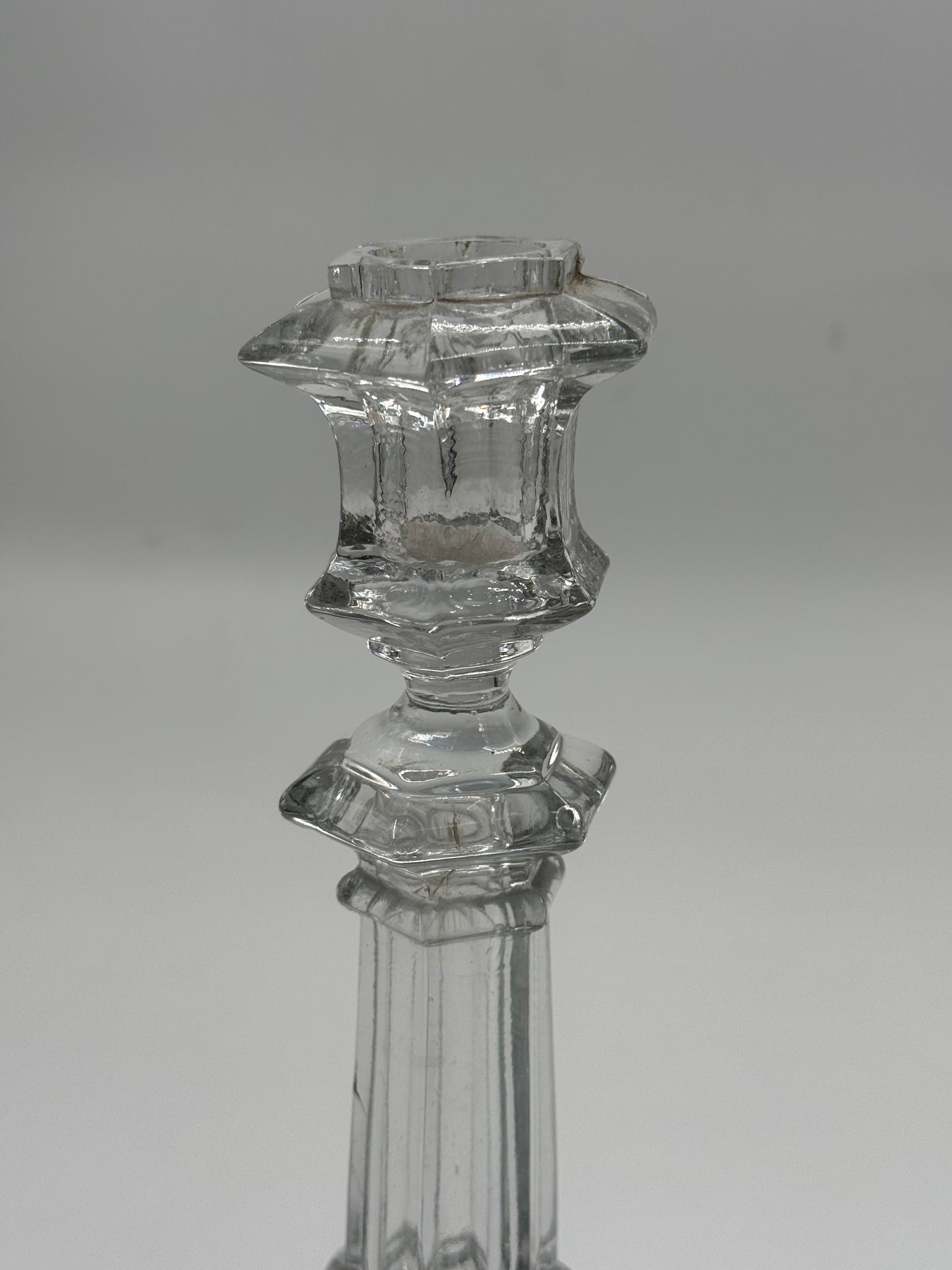 Vintage faceted glass candlestick